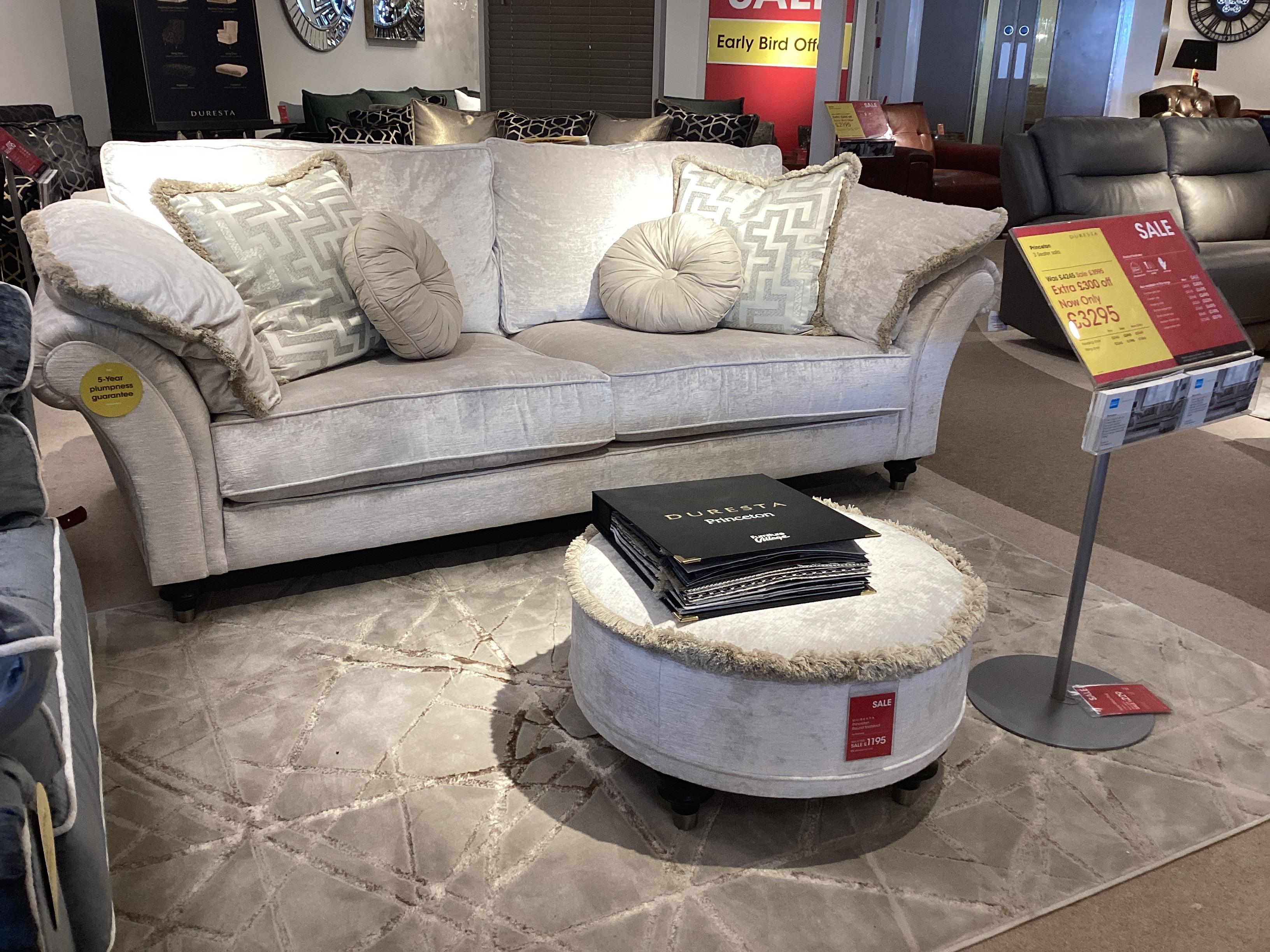 Princeton 3 seater and stool in  on Furniture Village