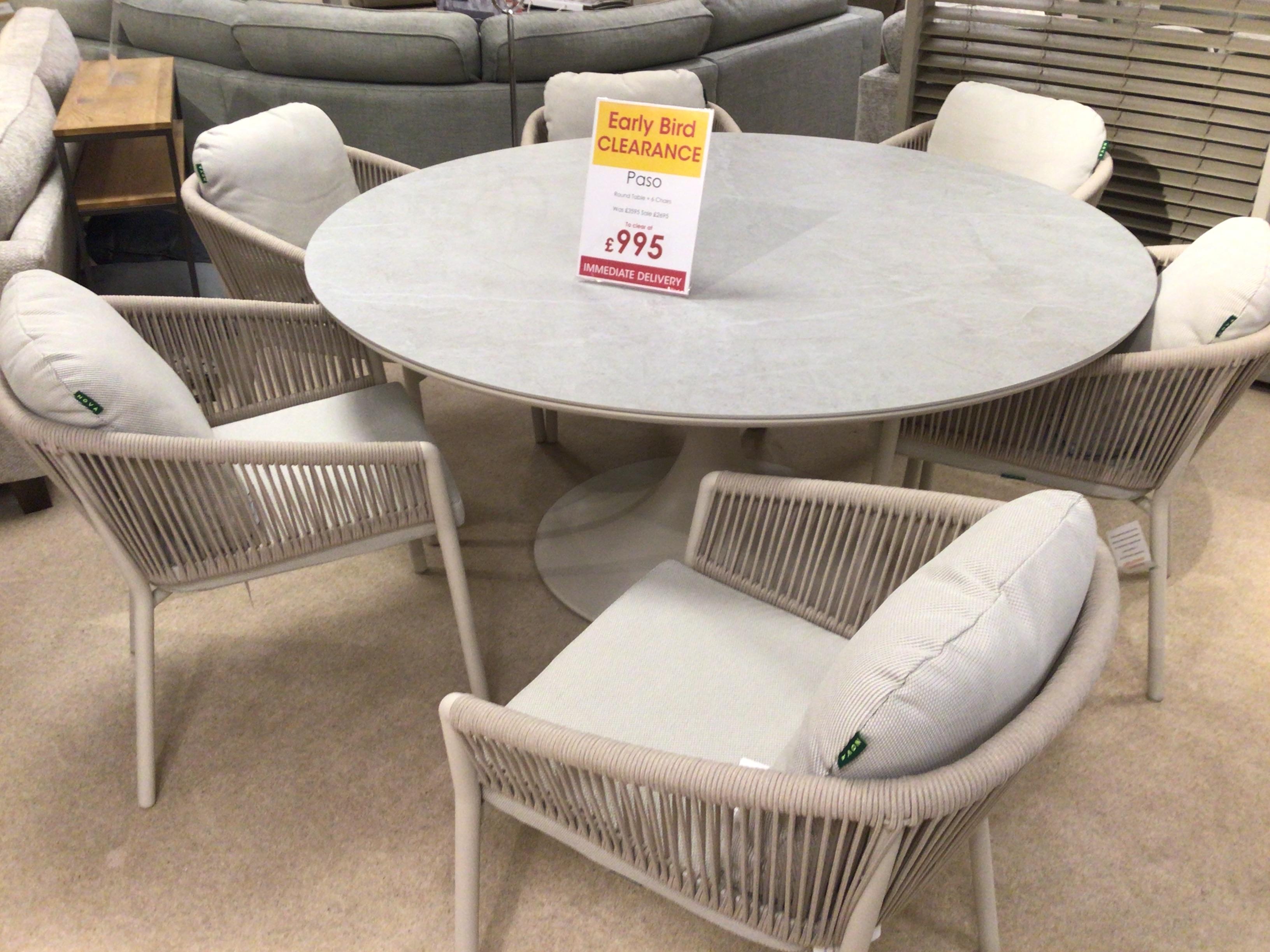 Paso Round Table plus 6 Chairs in  on Furniture Village
