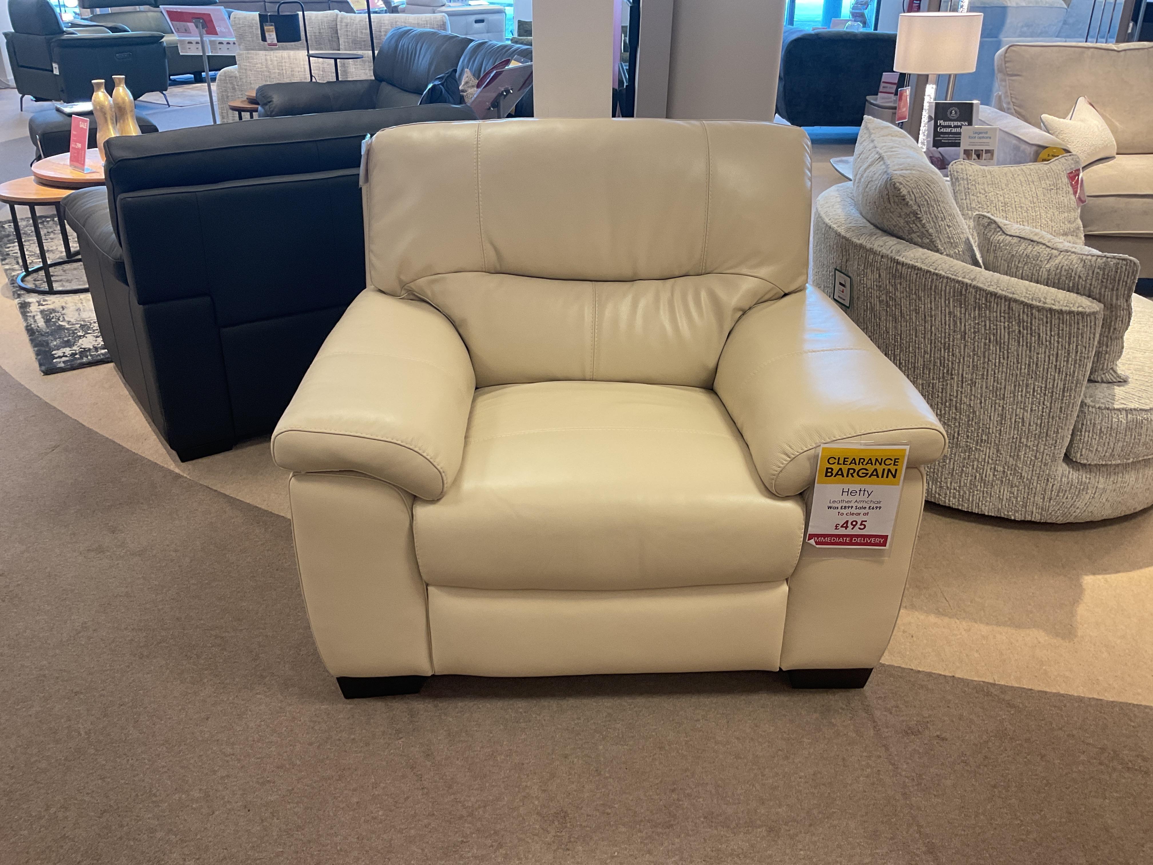 Hetty chair in NC Bisque colour leather in  on Furniture Village