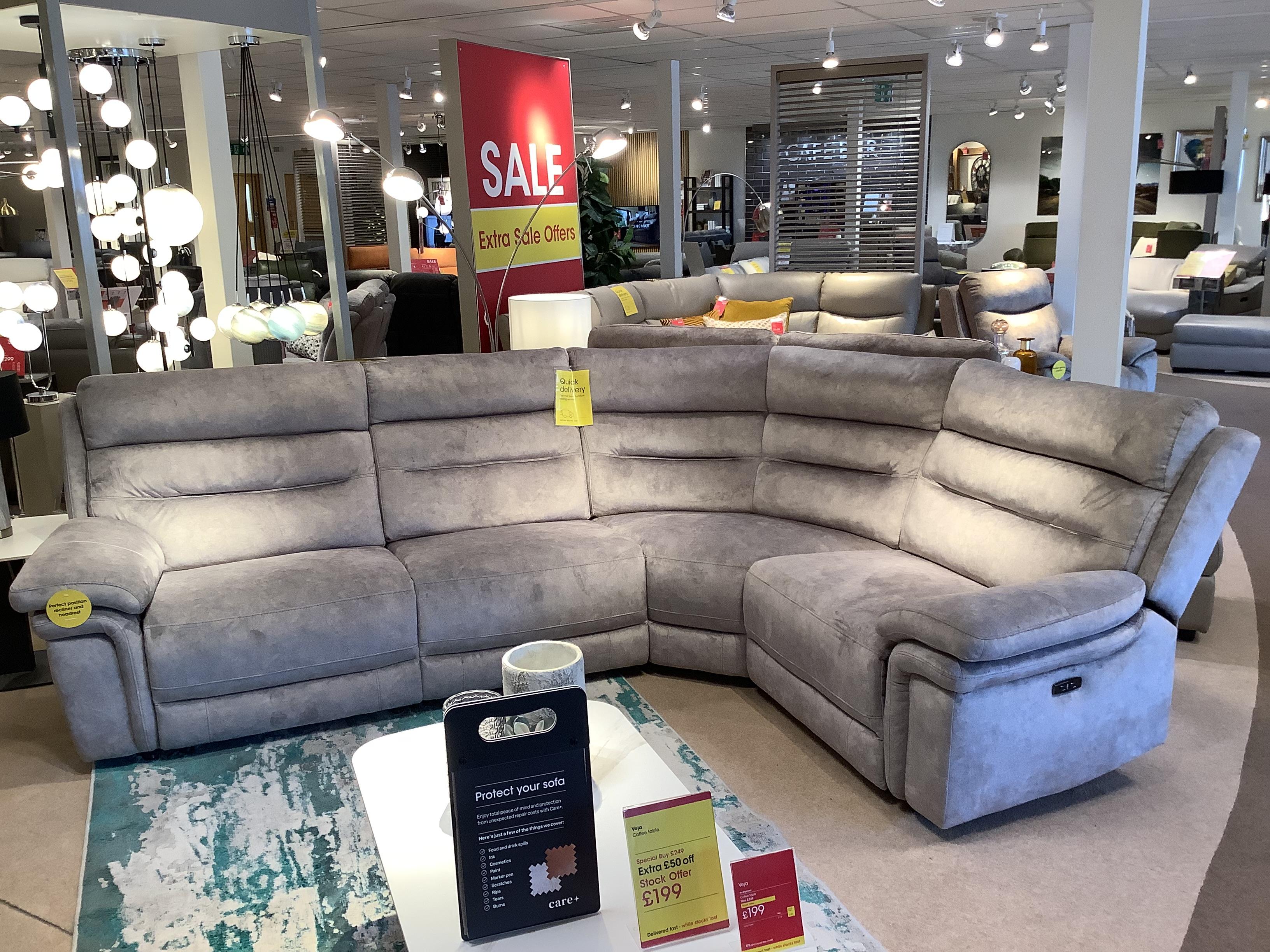 BERLIN Corner Sofa Power Recliner & Storage Footstool in  on Furniture Village