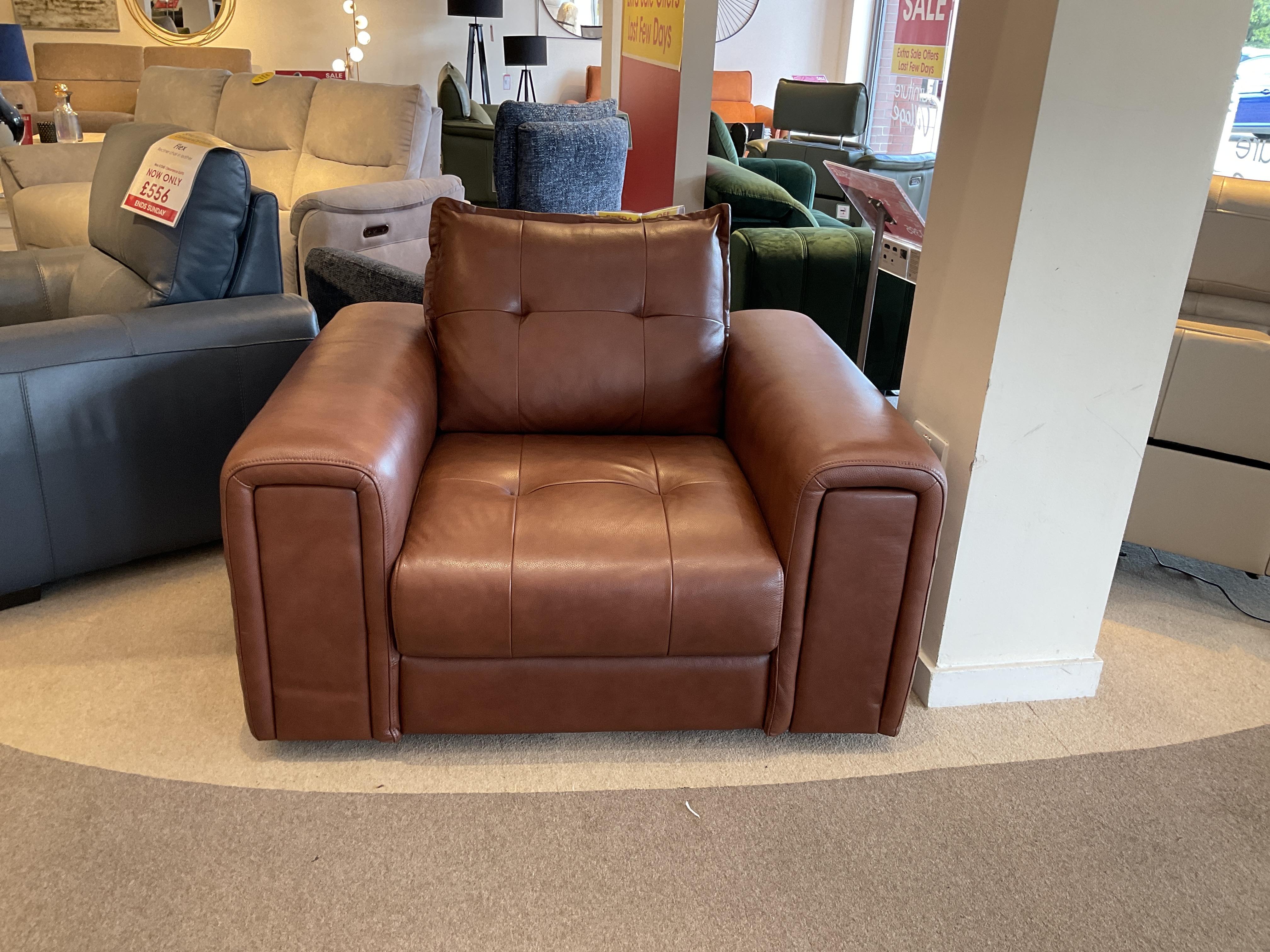 Boutique Goliath Leather Chair with Storage Drawer in  on Furniture Village