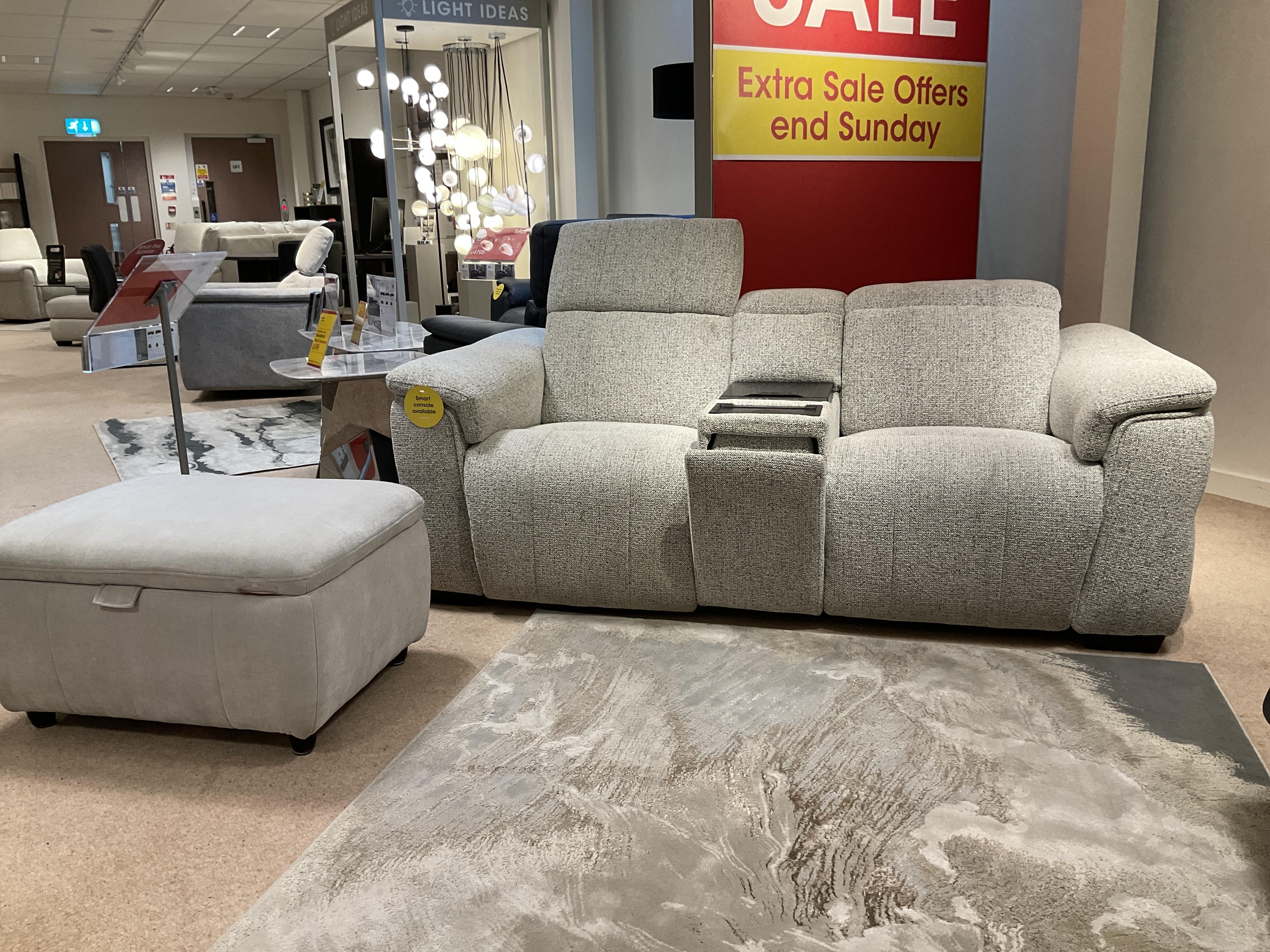 Inca 2 Seater Power with Fridge & Footstool in  on Furniture Village