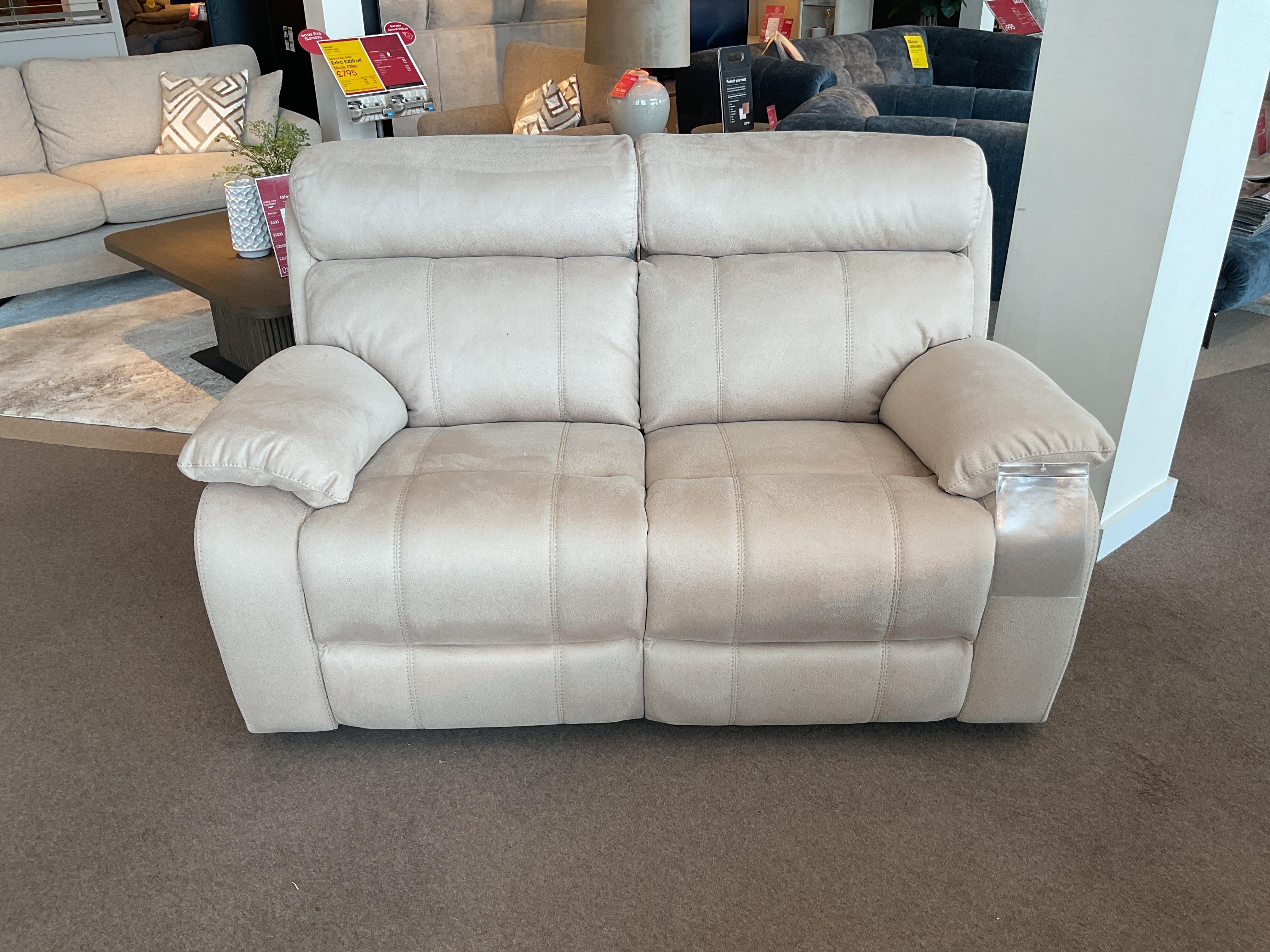Moreno 2str recliner with power headrest in Bisque colour fabric in  on Furniture Village