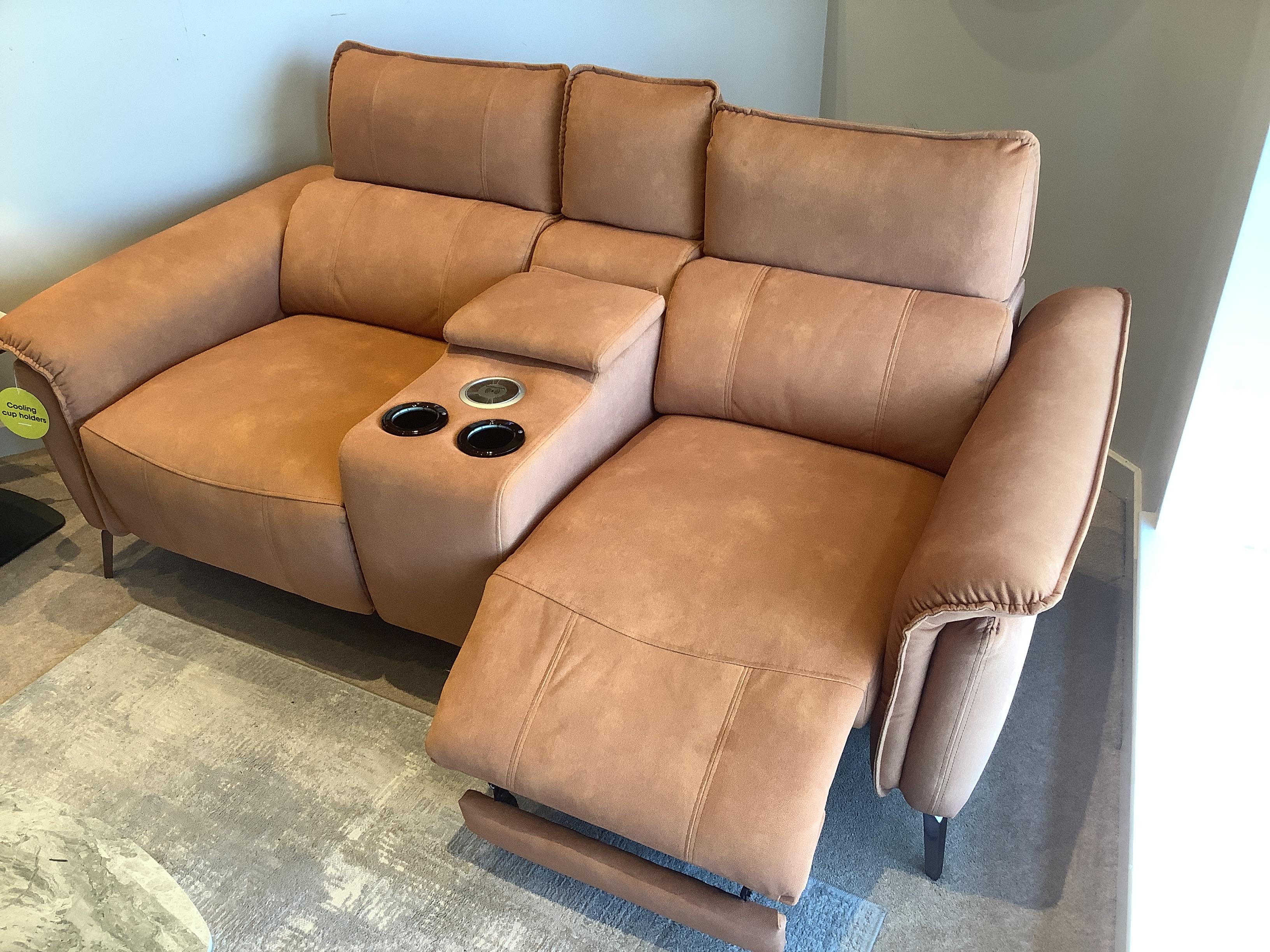 Jude 2 seater power sofa with centre console and footstool in  on Furniture Village