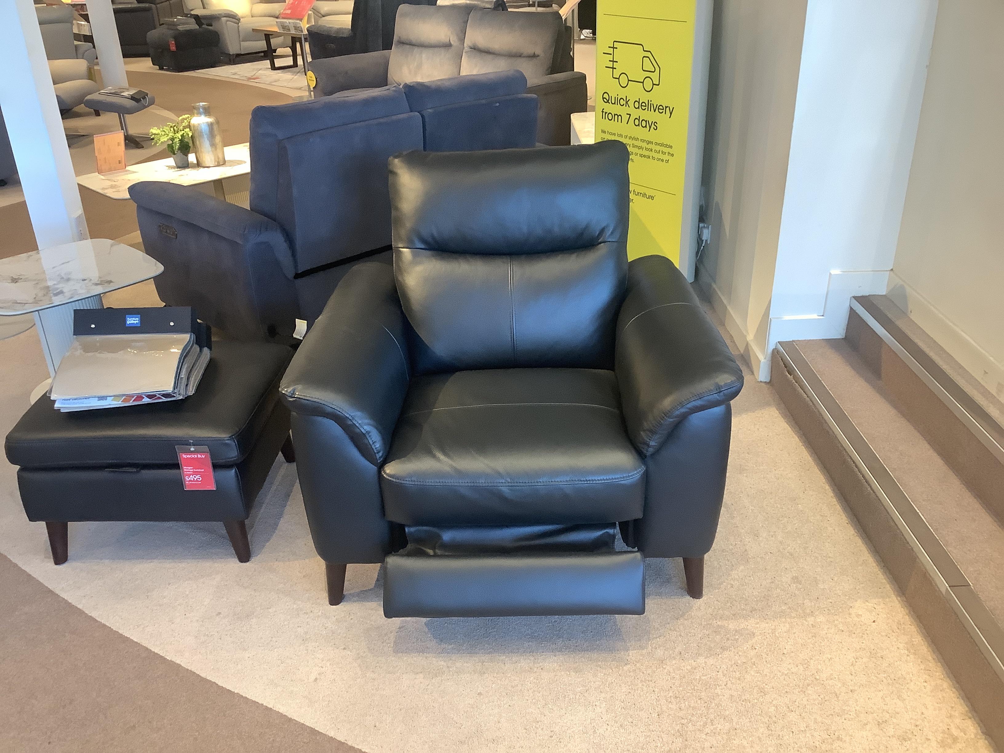 Morgan power chair and storage stool in  on Furniture Village