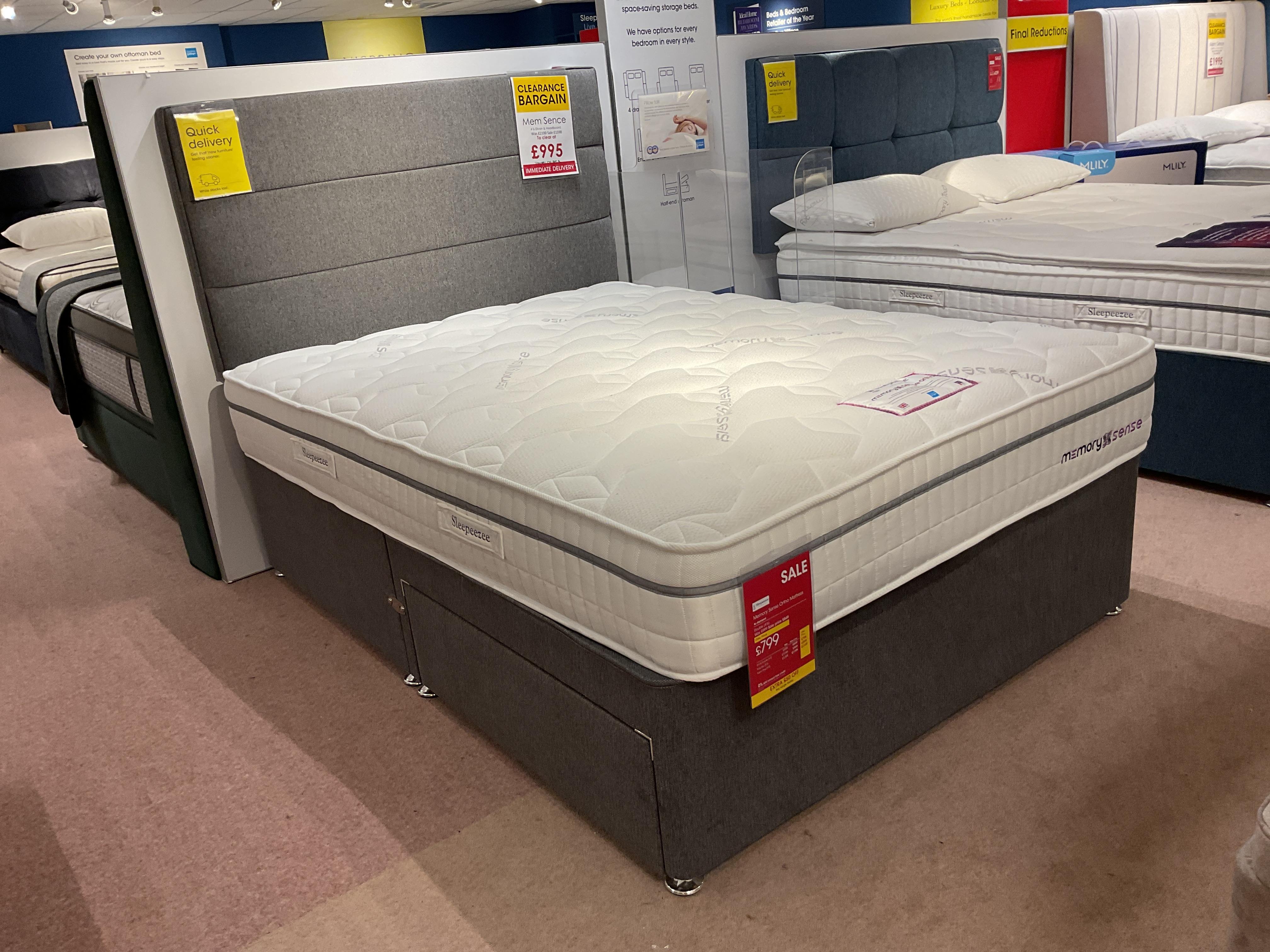 Memory Sense Ortho 4’6 divan set with Jack headboard. in  on Furniture Village
