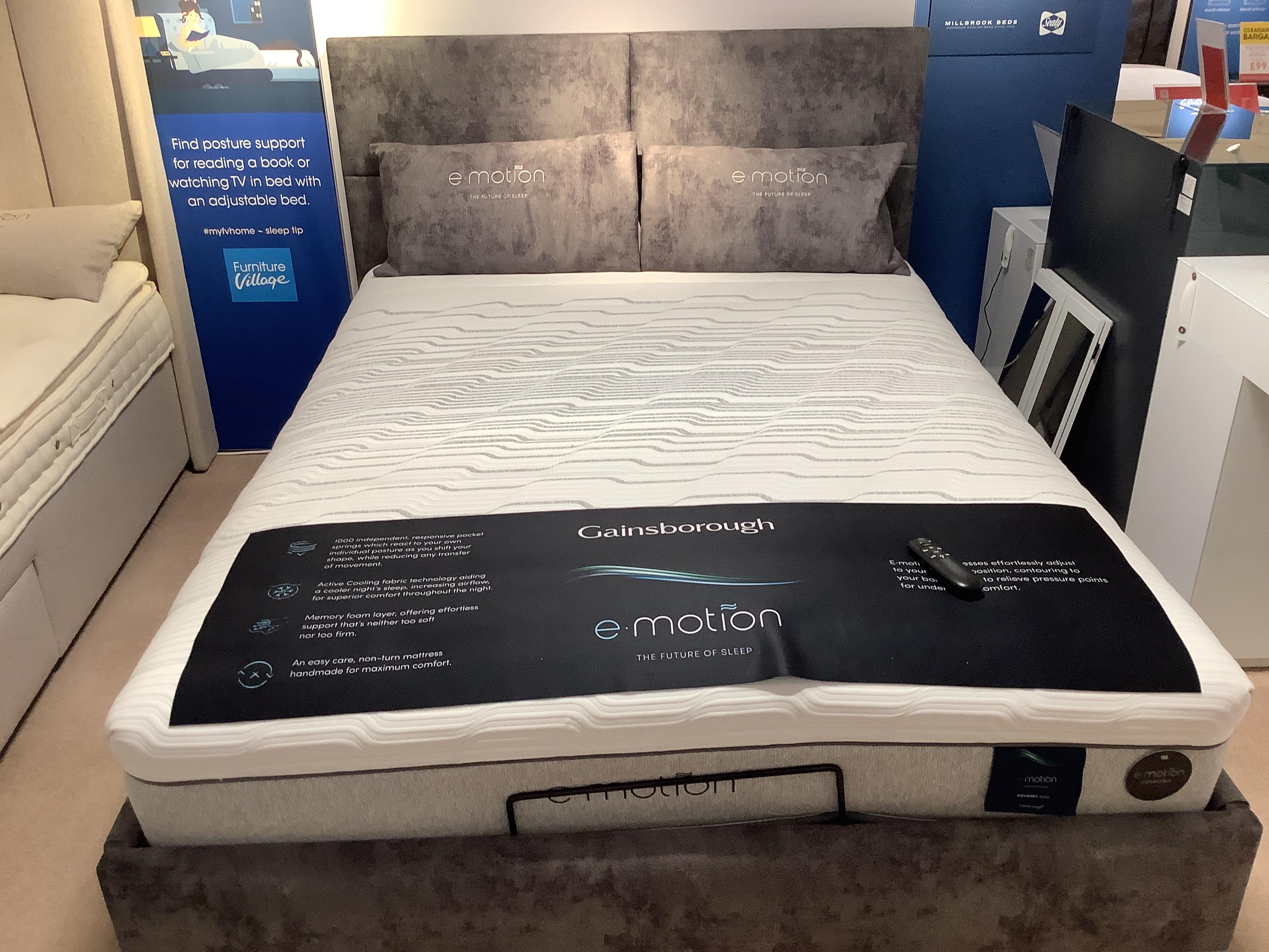Sakura adjustable bed king size with e-motion memory king size mattress in  on Furniture Village