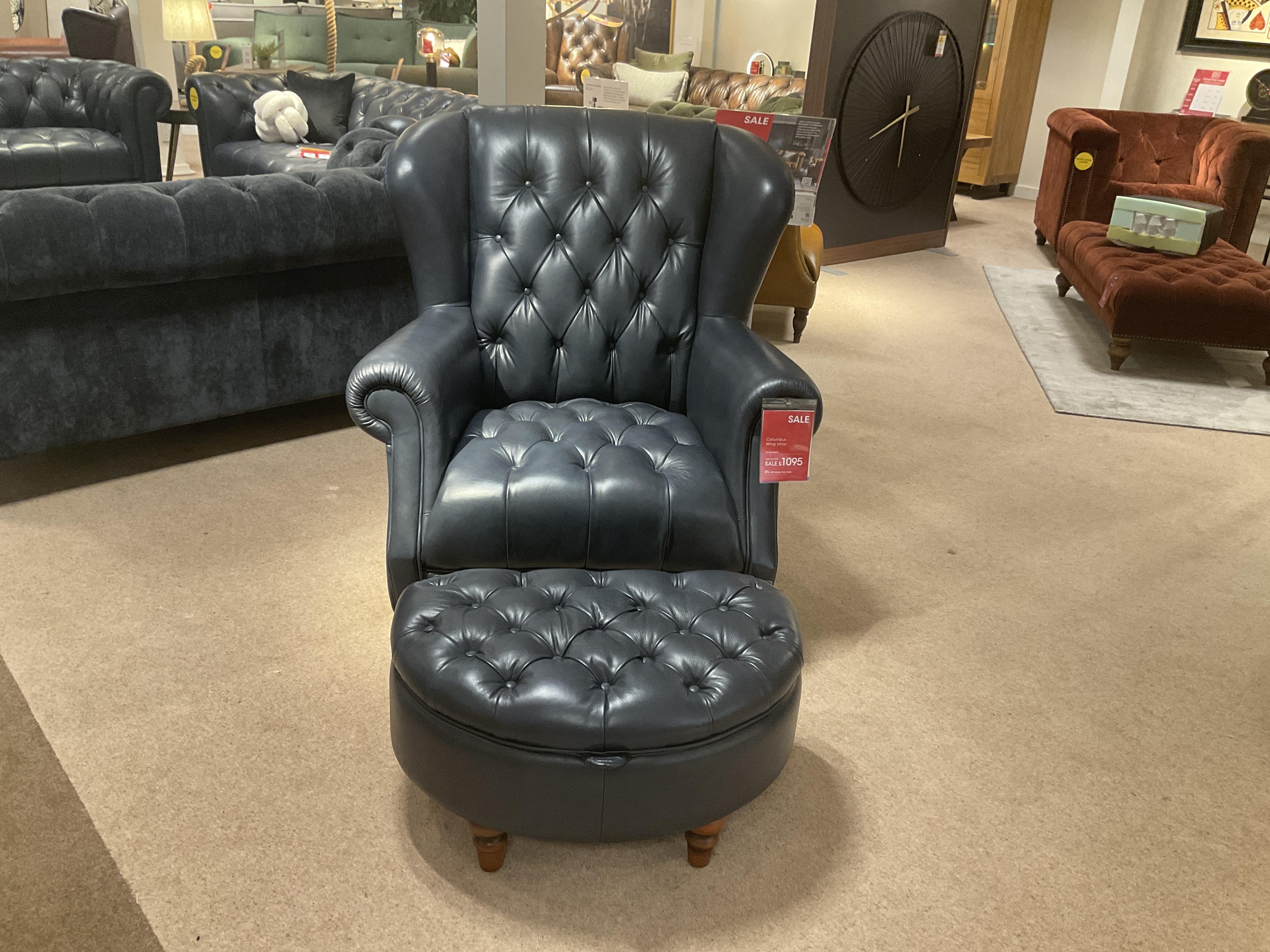 Columbus Wing Chair & Stool in  on Furniture Village