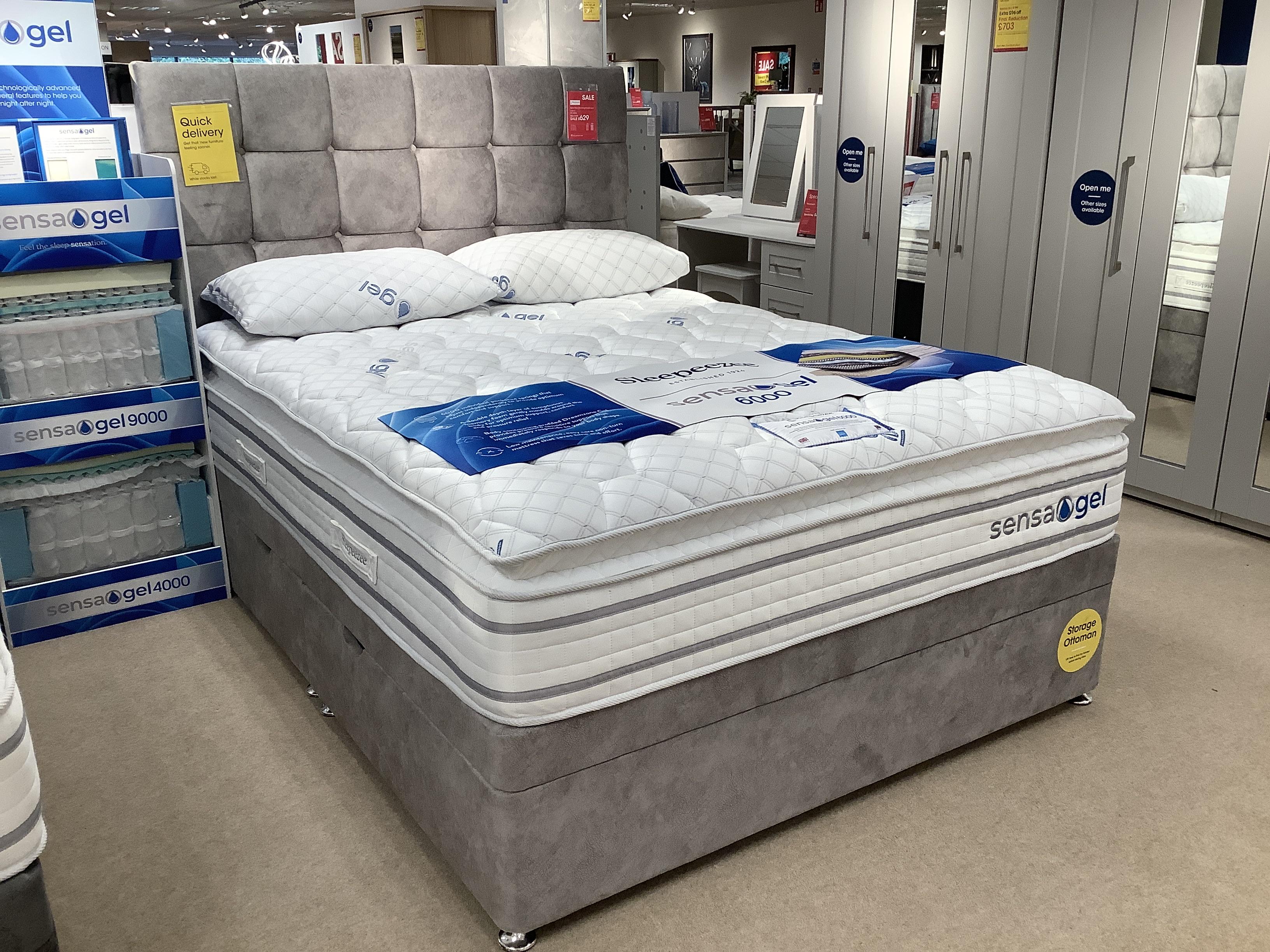 Sleepeezee Sensa Gel 6000 Side Ottoman Kingsize + Headboard in  on Furniture Village