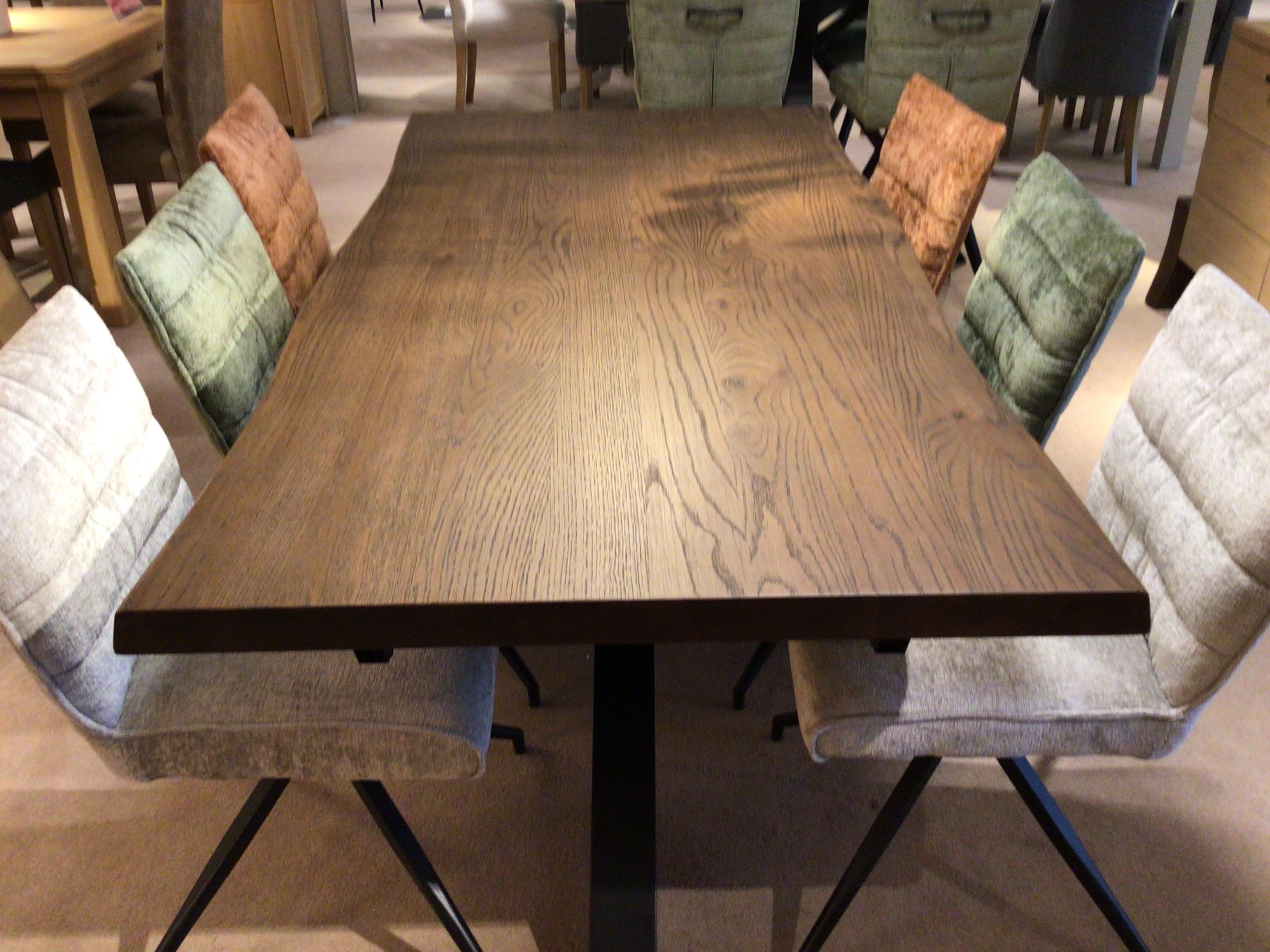 Mars raw edge 180cm table and 6 saturn chairs in  on Furniture Village