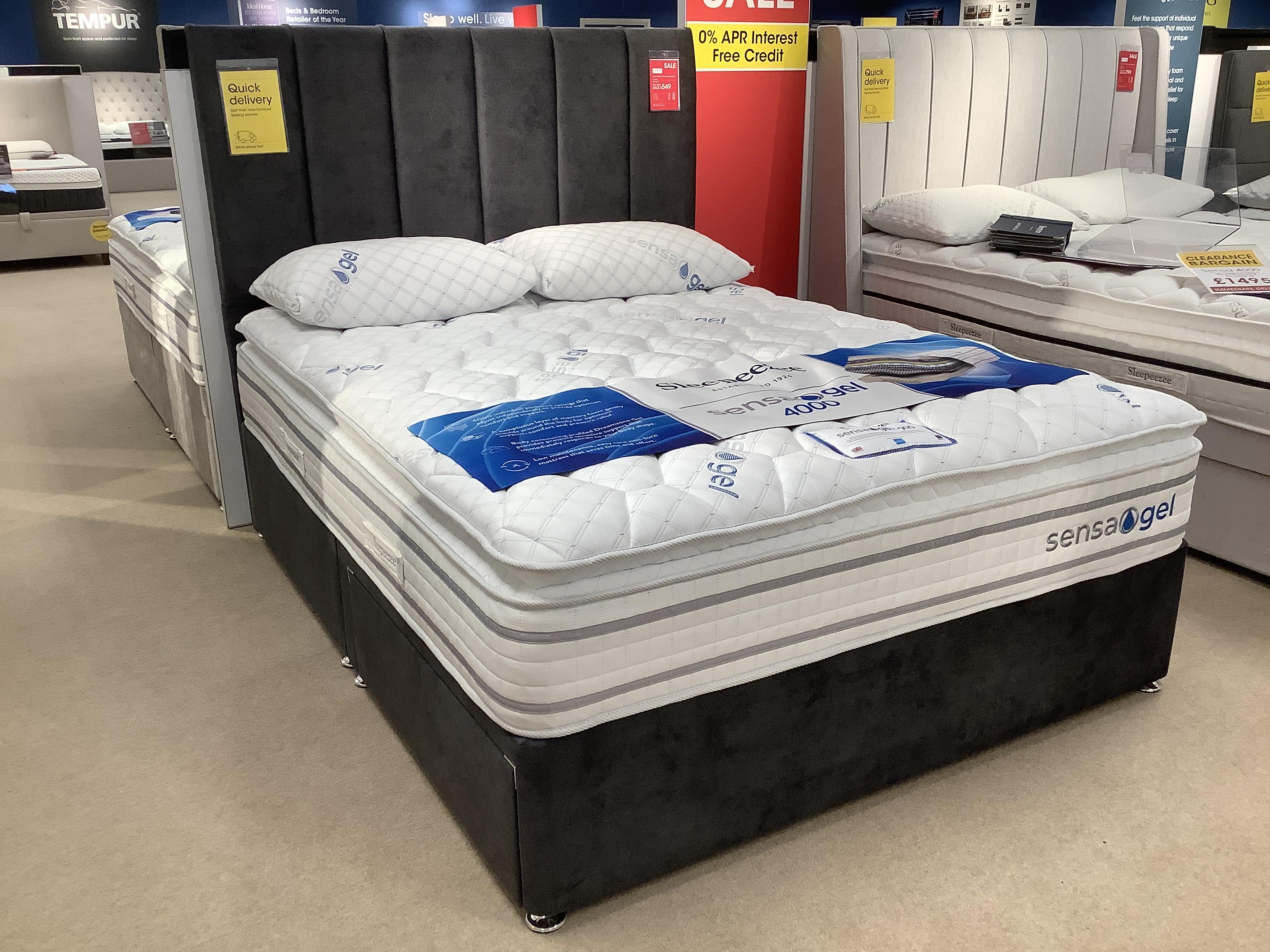 Sleepeezee Sensa Gel 4000 2 Drawer Kingsize + Headboard in  on Furniture Village