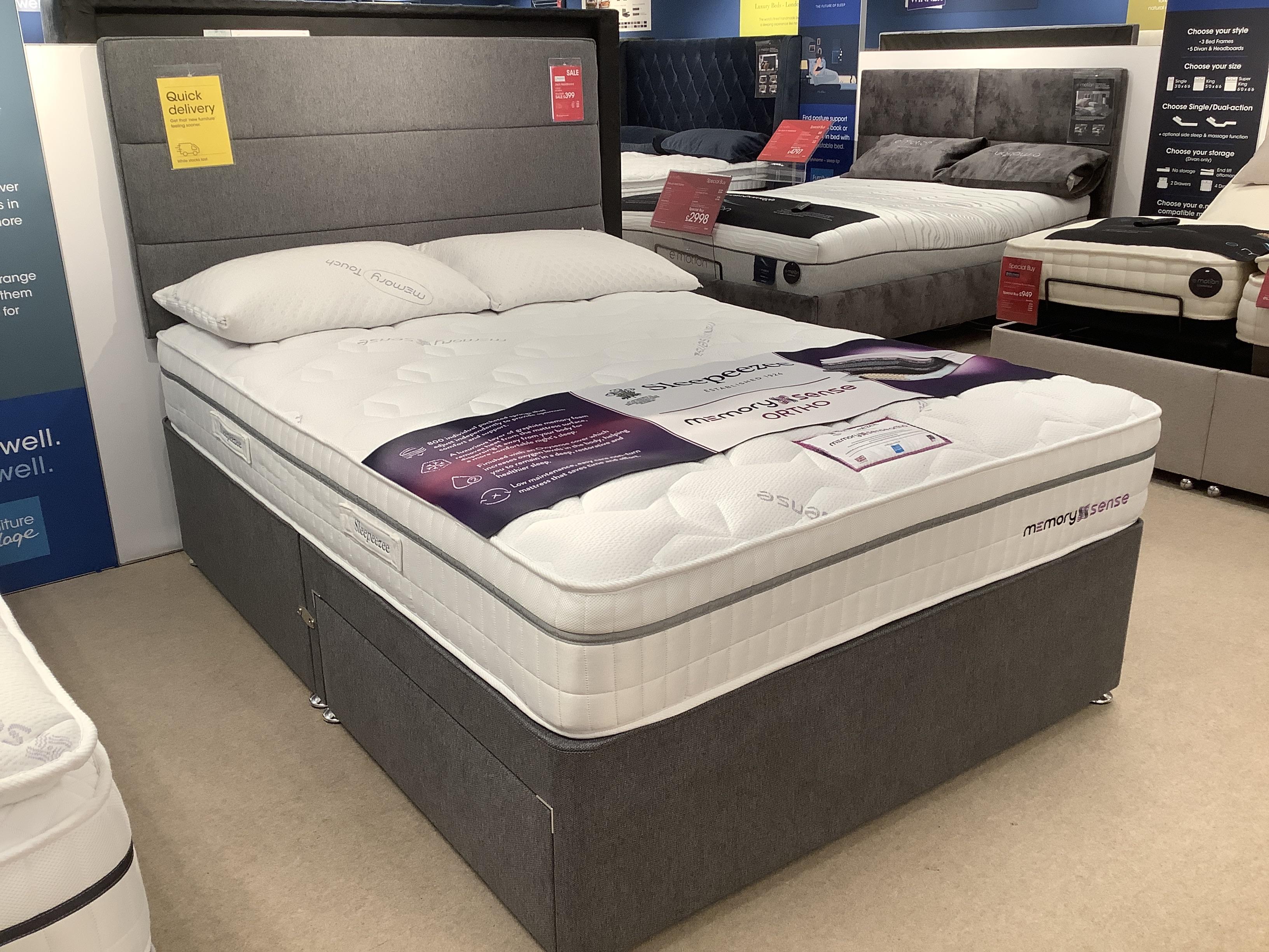 Sleepeezee Memory Sense Ortho 2 Drawer + Headboard in  on Furniture Village