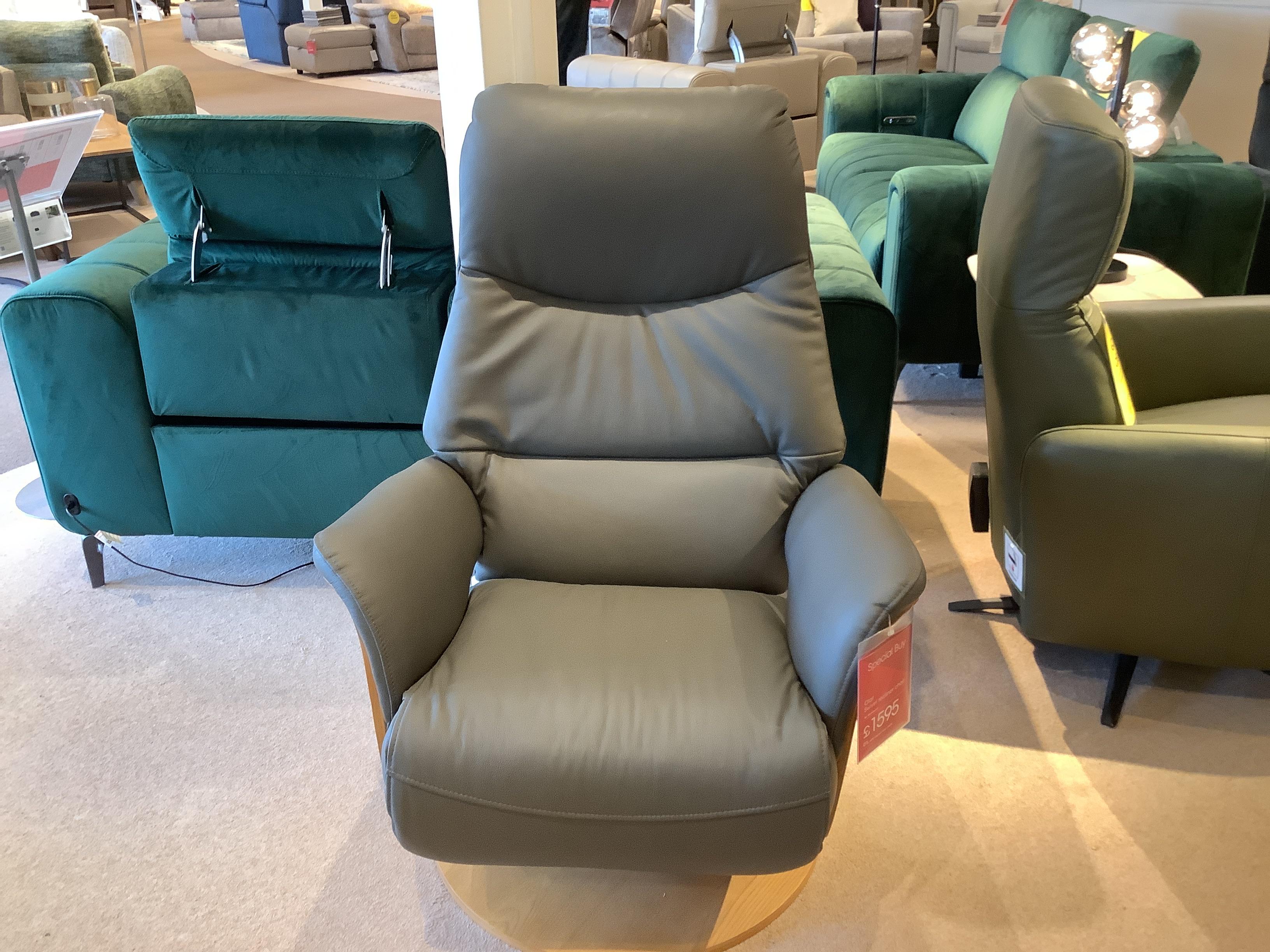 OLAF Leather Power Swivel Recliner Chair in  on Furniture Village