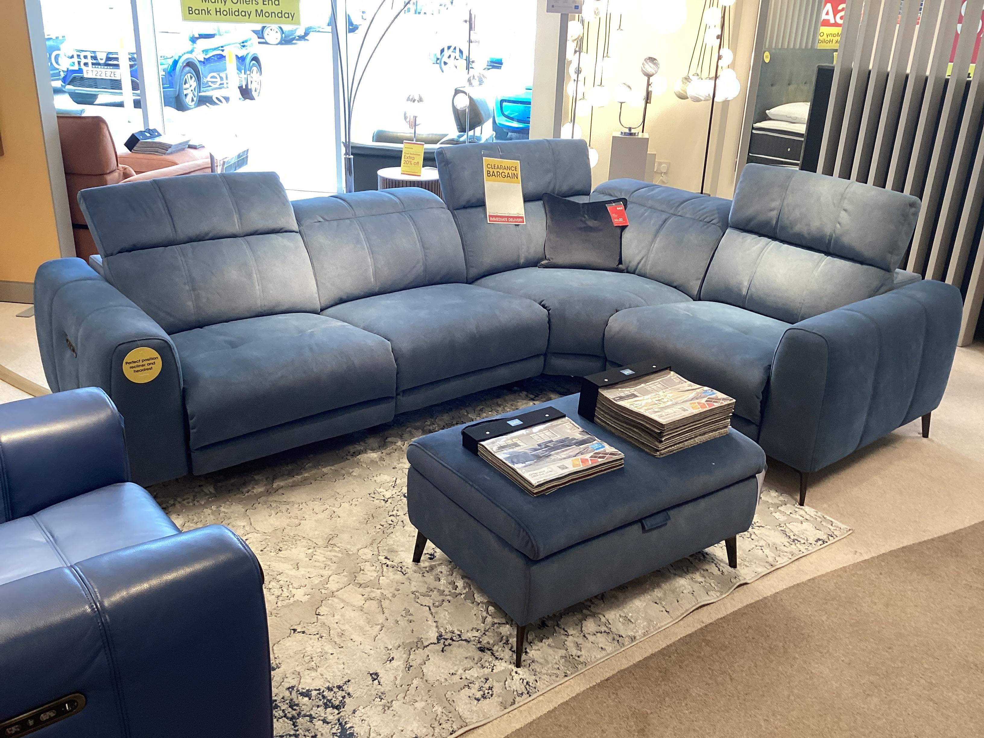 Ezra RHF corner power sofa power headrests in  on Furniture Village