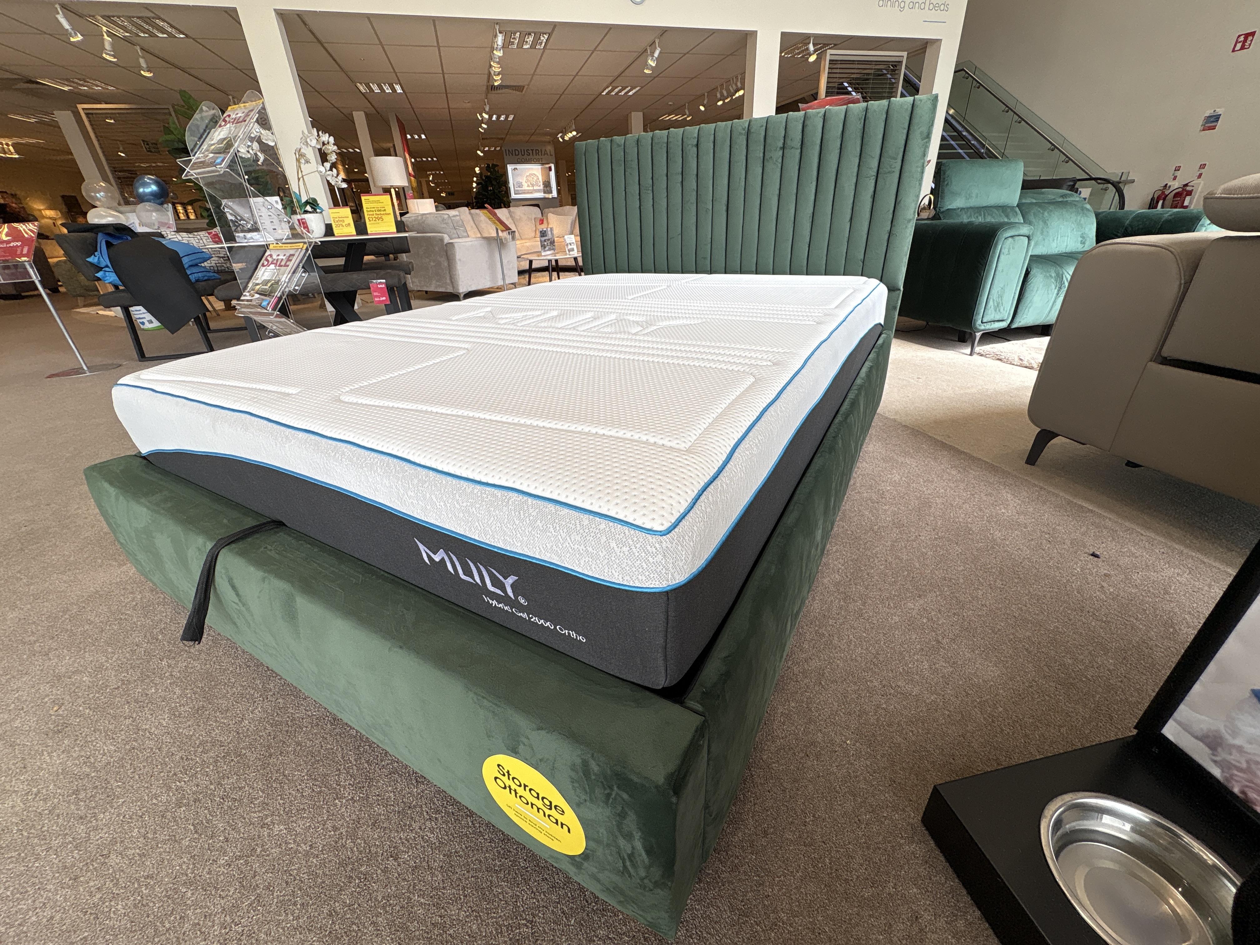 Hugh 4’6 (double) ottoman frame & Mlily bell 2000 mattress in  on Furniture Village