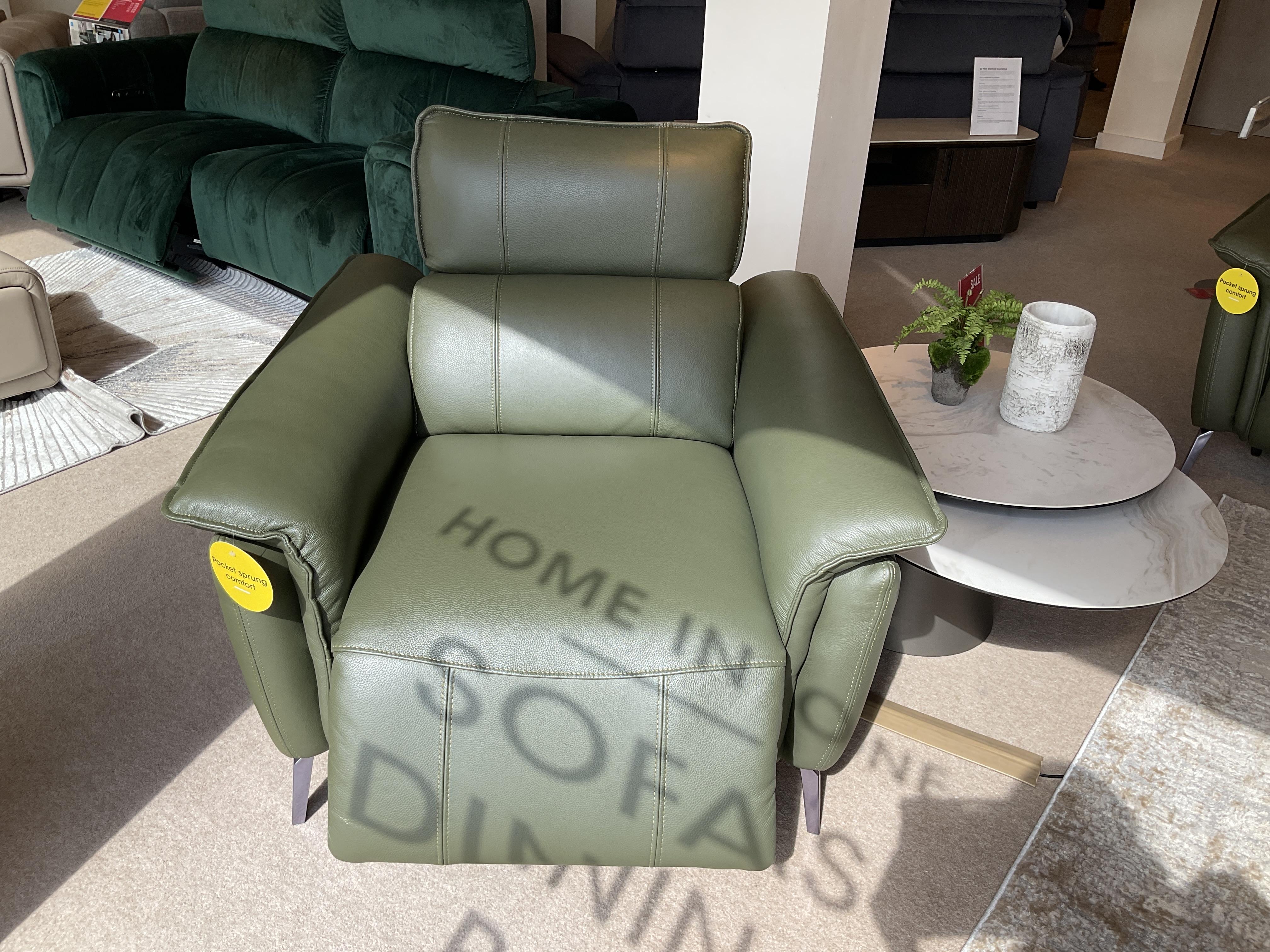 Jude 3 Seater Leather Power Recliner Sofa with Telescopic Headrests, Jude Leather Power Recliner Armchair with Telescopic Headrest in  on Furniture Village
