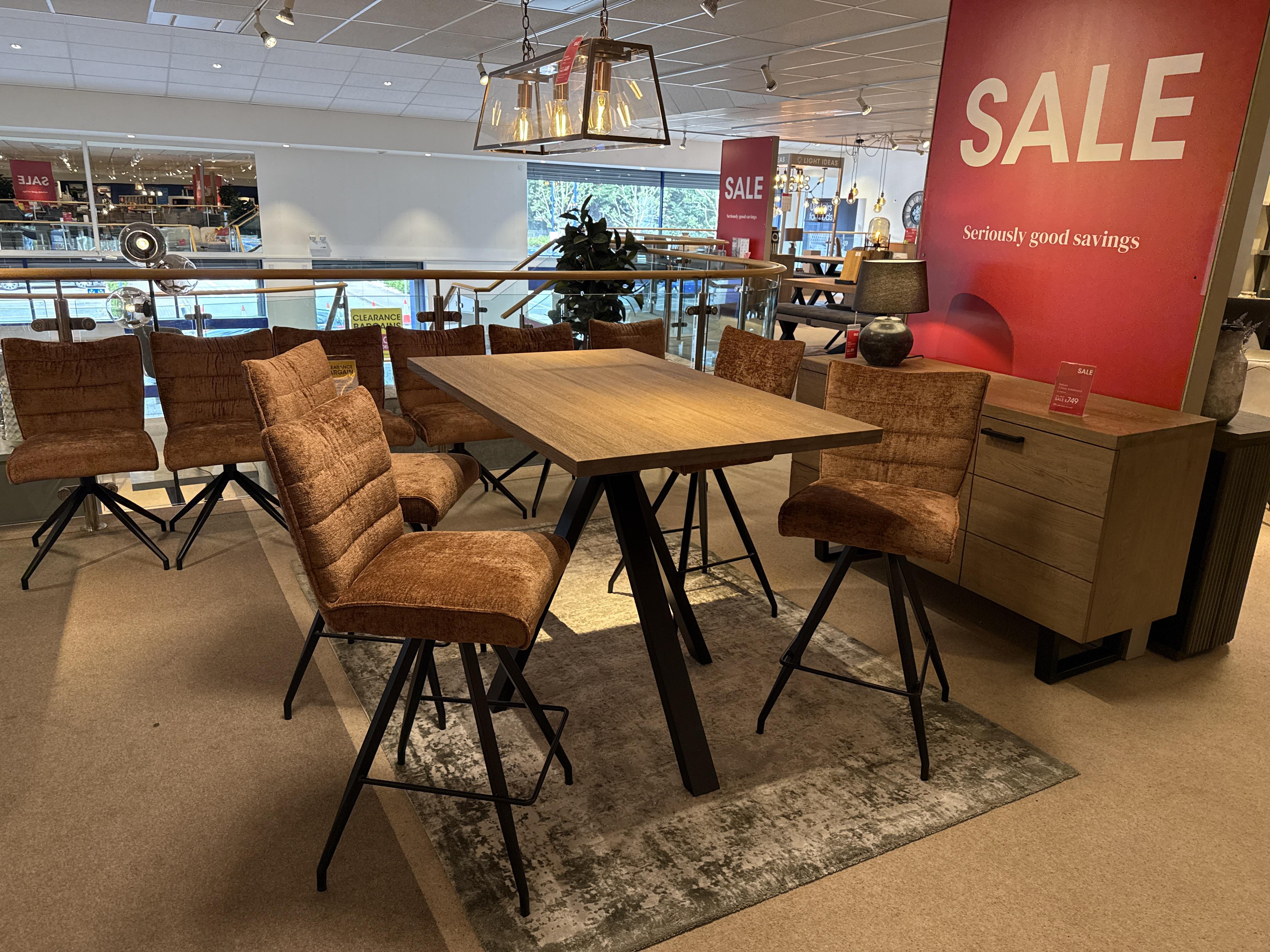 Saturn 130cm Bar Table and 4 Barstools in  on Furniture Village