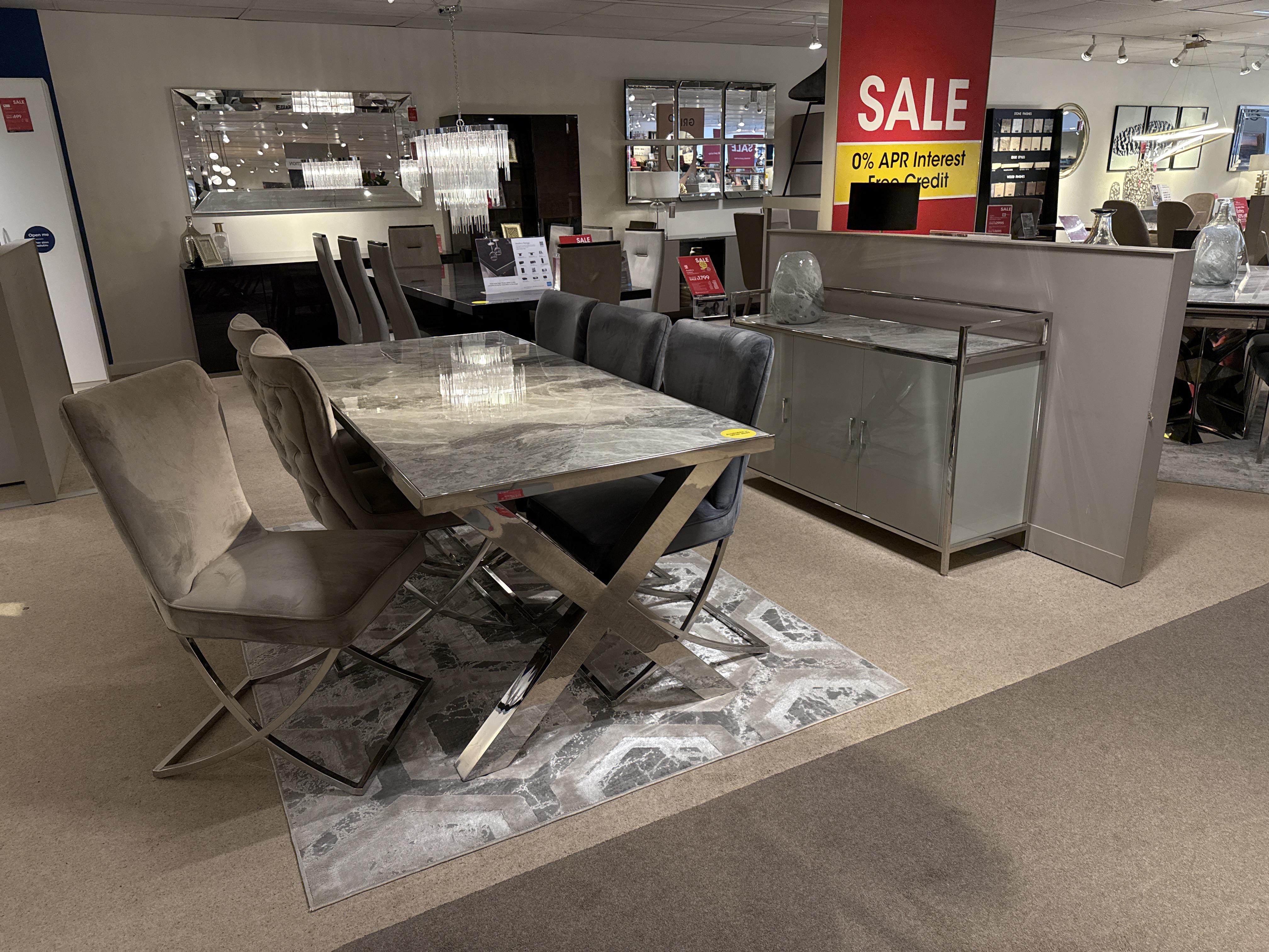 Vanquish Large Table, 6 Chairs and Sideboard in  on Furniture Village