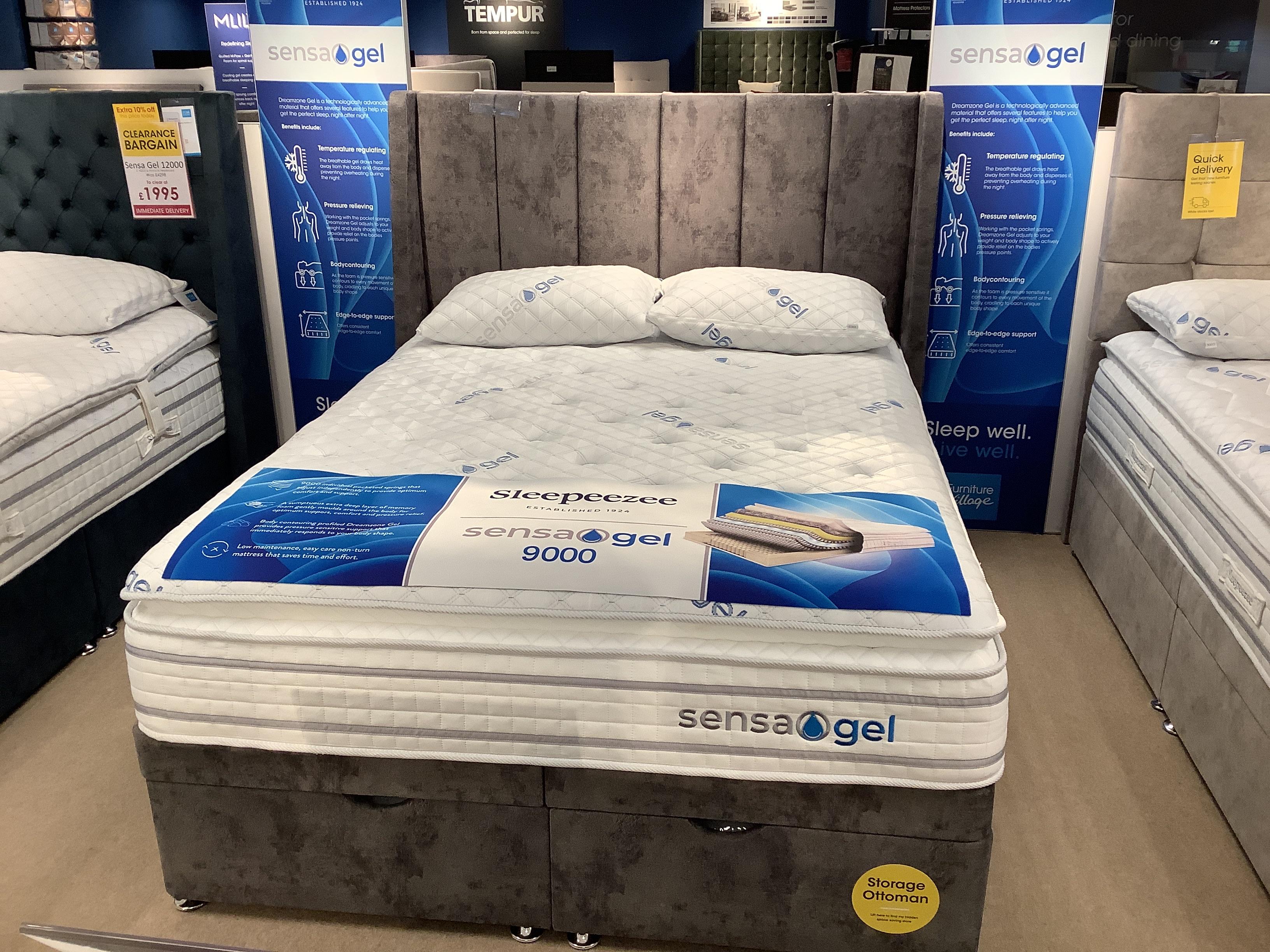 Sensa Gel 9000 King End Ottoman Divan+Headboard in  on Furniture Village