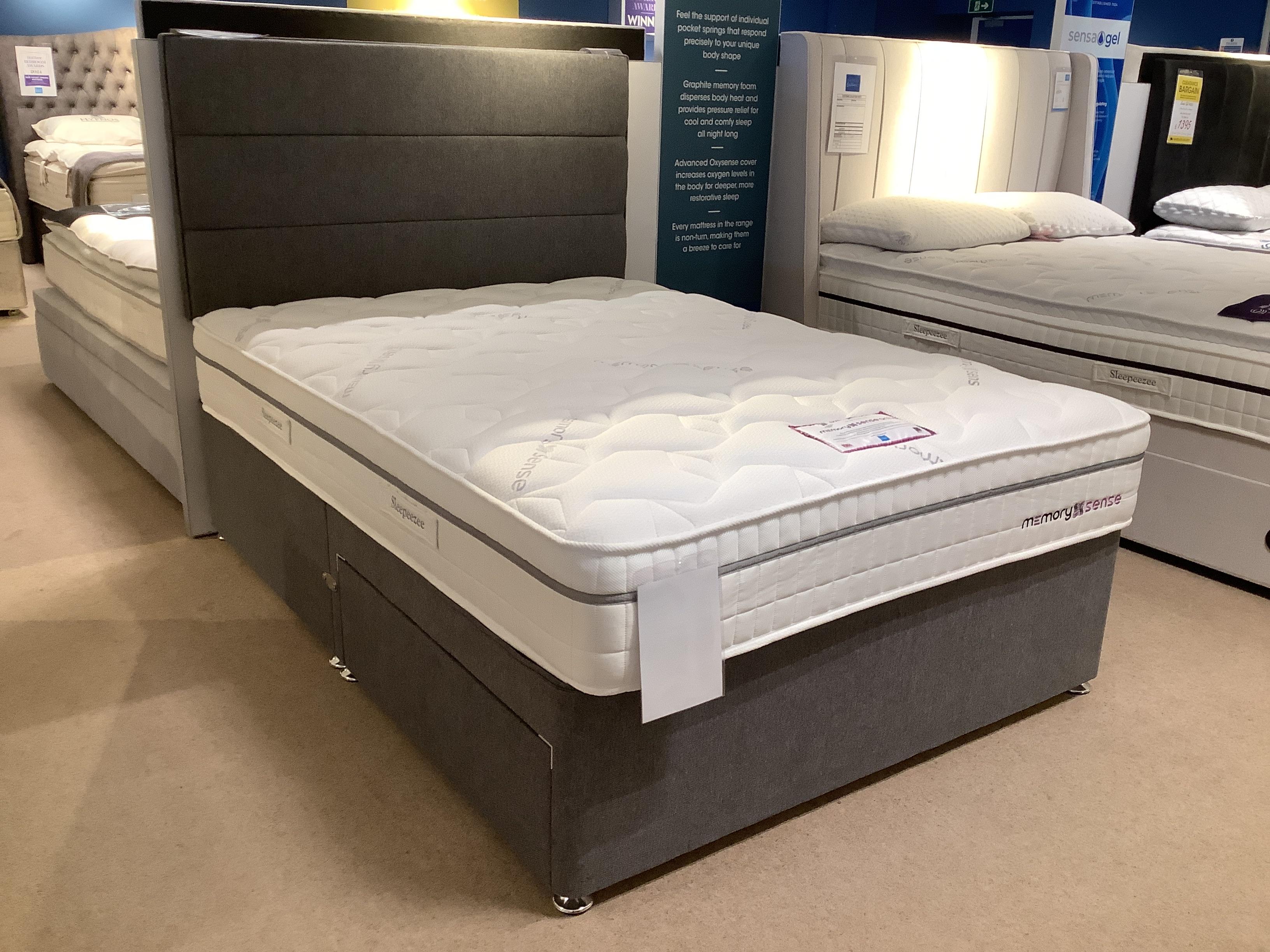 Sleepeezee Memory sense ortho 2 drawer double divan set with jack headboard in  on Furniture Village