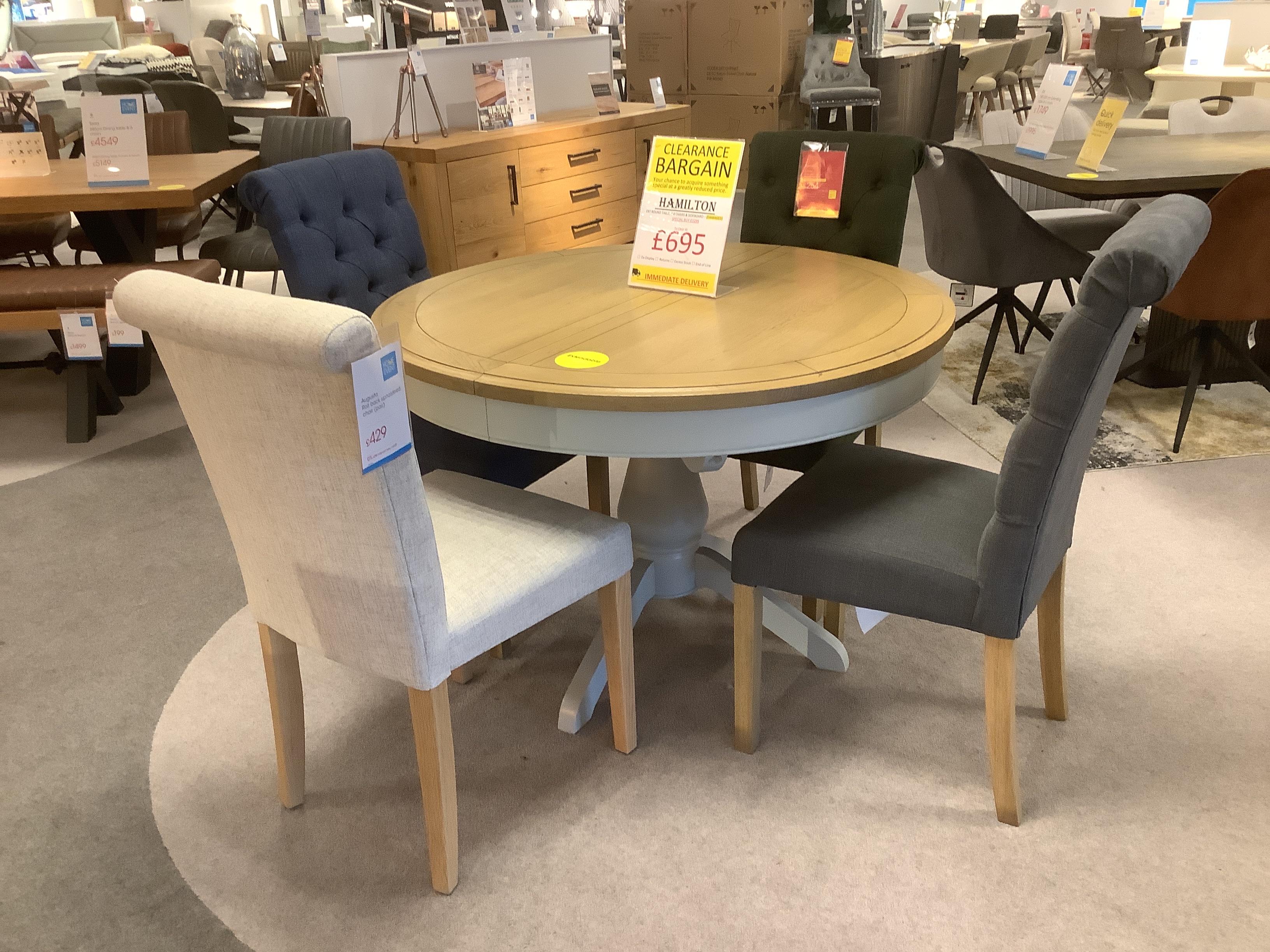 Hamilton Round Extending Dining Table,4 Chairs & Sideboard in  on Furniture Village