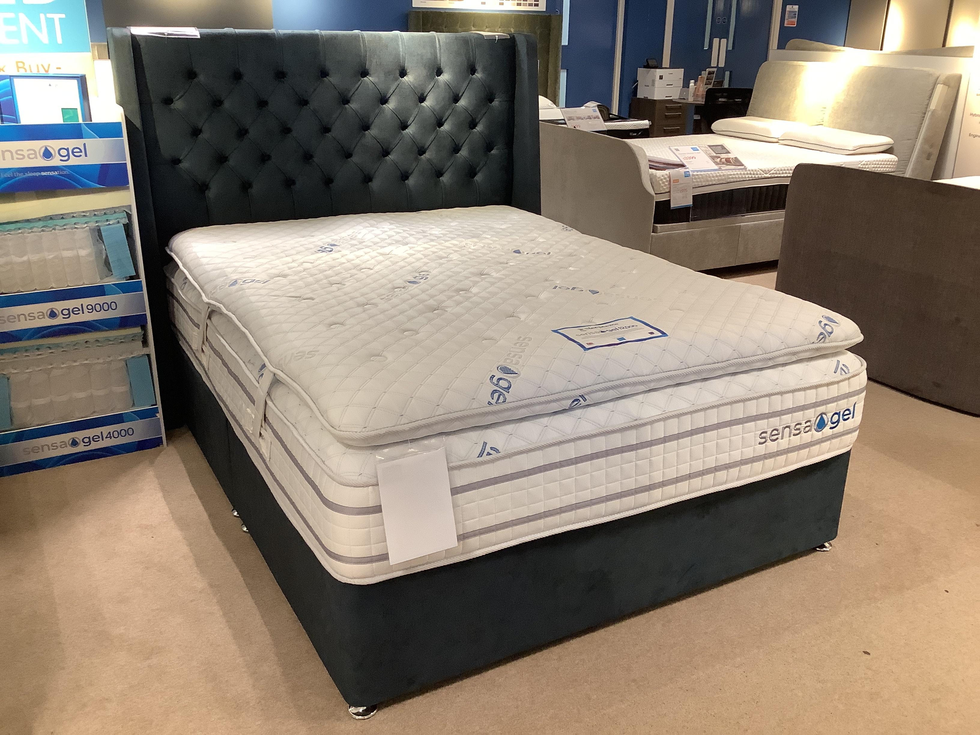 Sleepeezee Sensagel 12000 divan set and headboard in  on Furniture Village