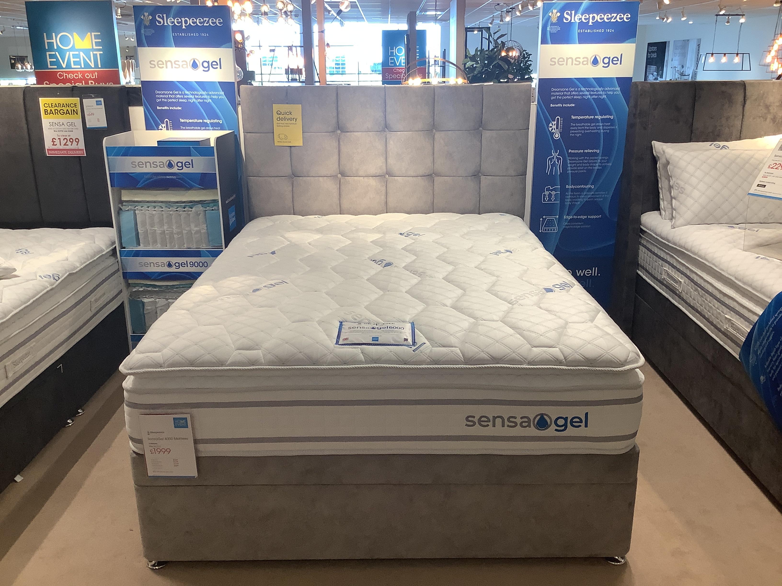 Sensa gel 6000 side Ottoman divan set with the headboard in  on Furniture Village