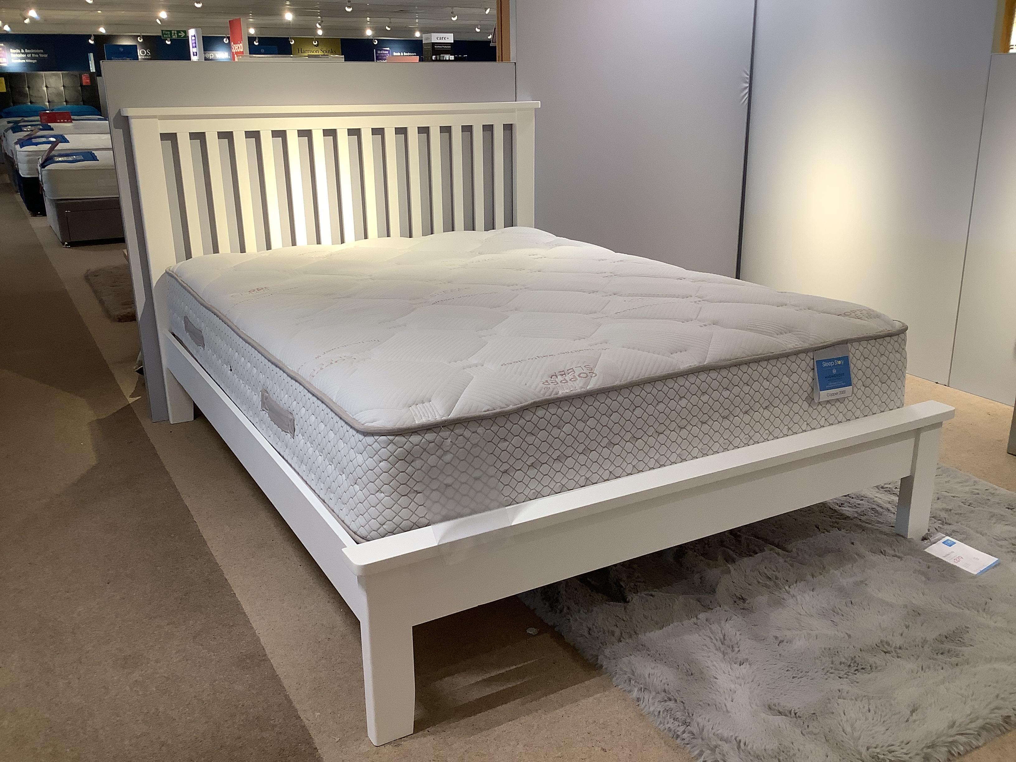 Grace kingsize bedframe and sleepstory copper mattress in  on Furniture Village