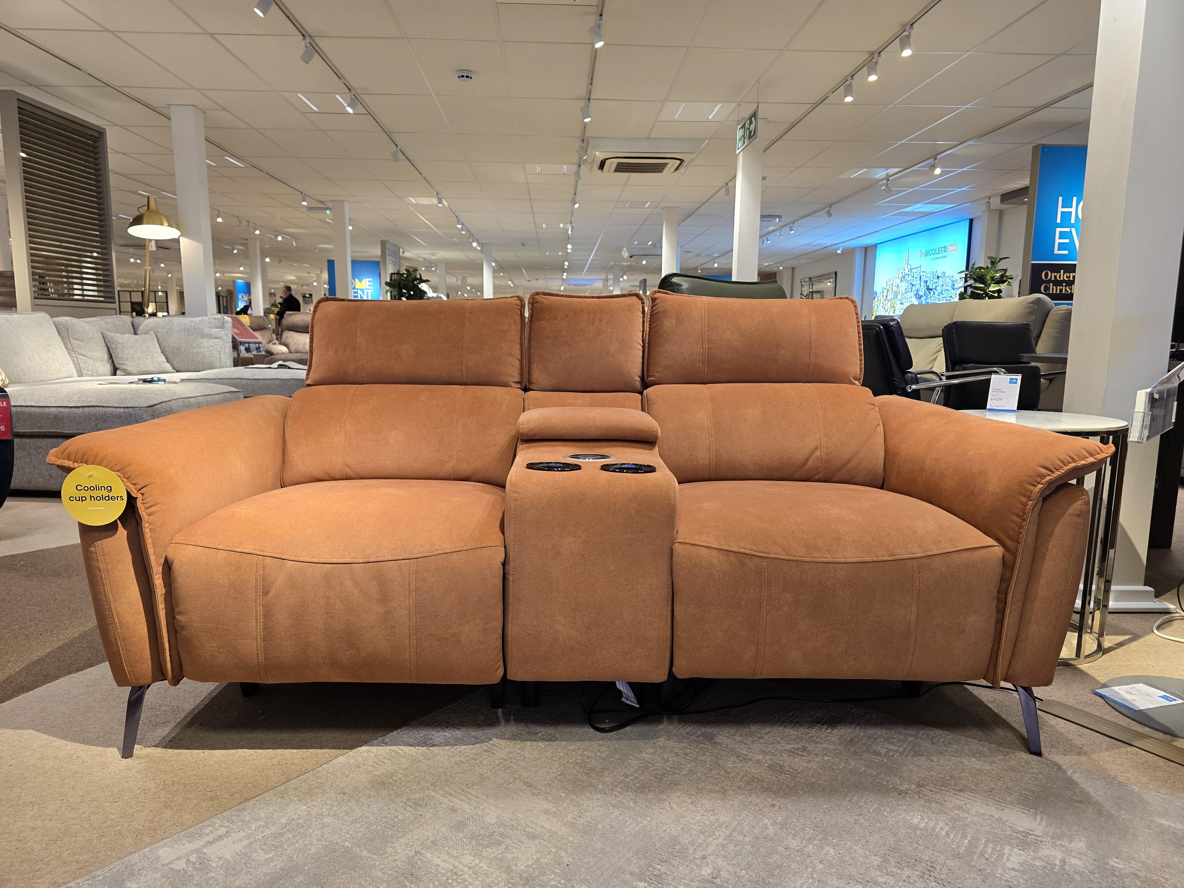 Jude 2 seater power inc console unit & footstool in  on Furniture Village