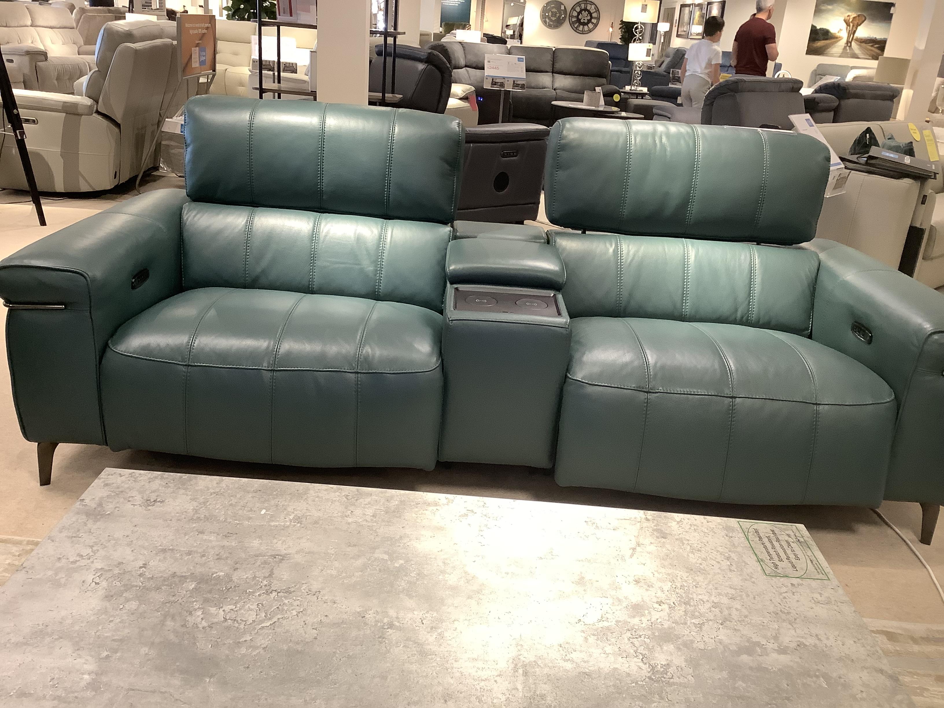 Homestage 3 Seater Leather Media Sofia , Media Chair & Storage Stool in  on Furniture Village