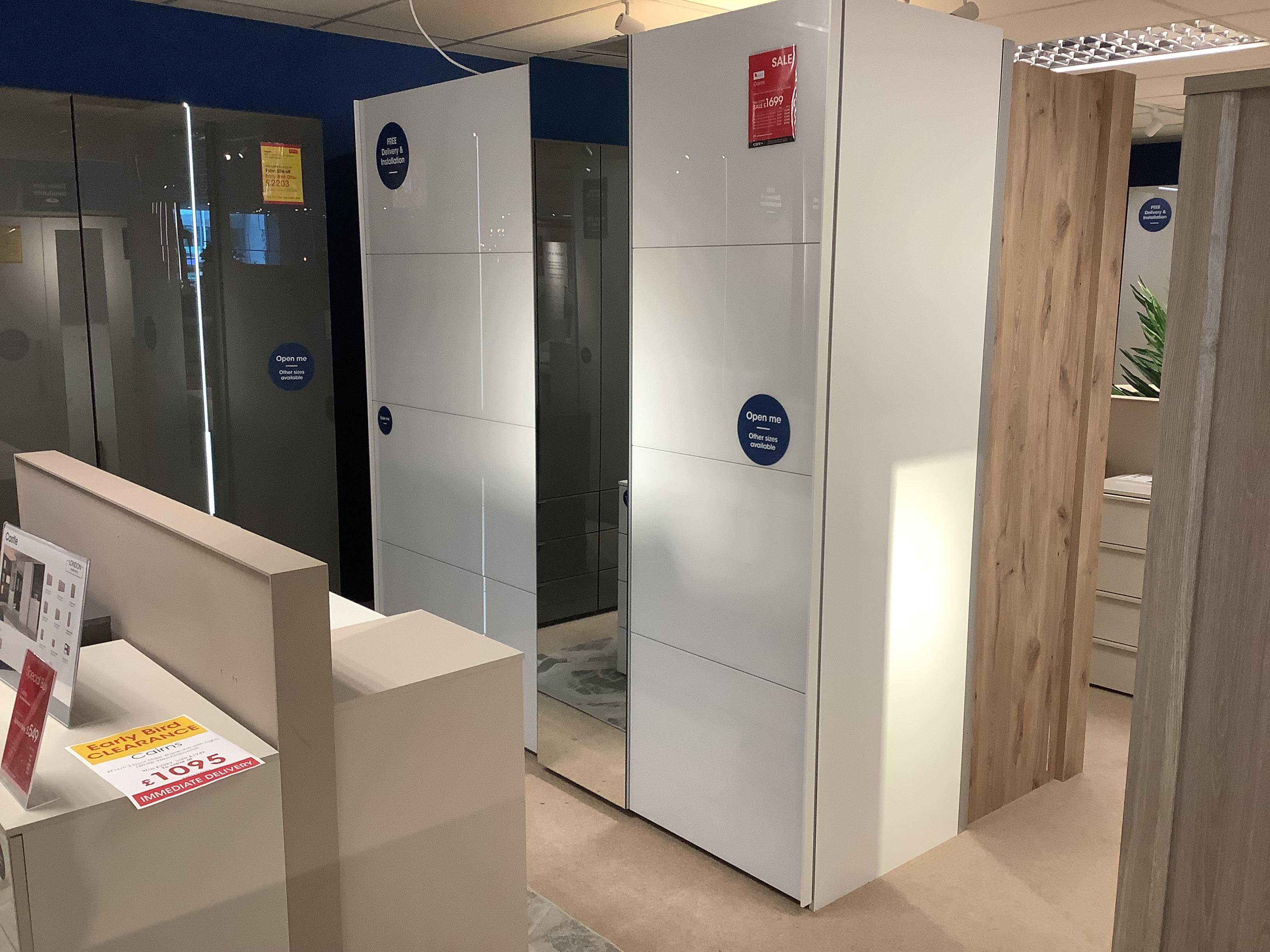 Cairns 271cm 2 Door Slider Wardrobe with External Lights in  on Furniture Village