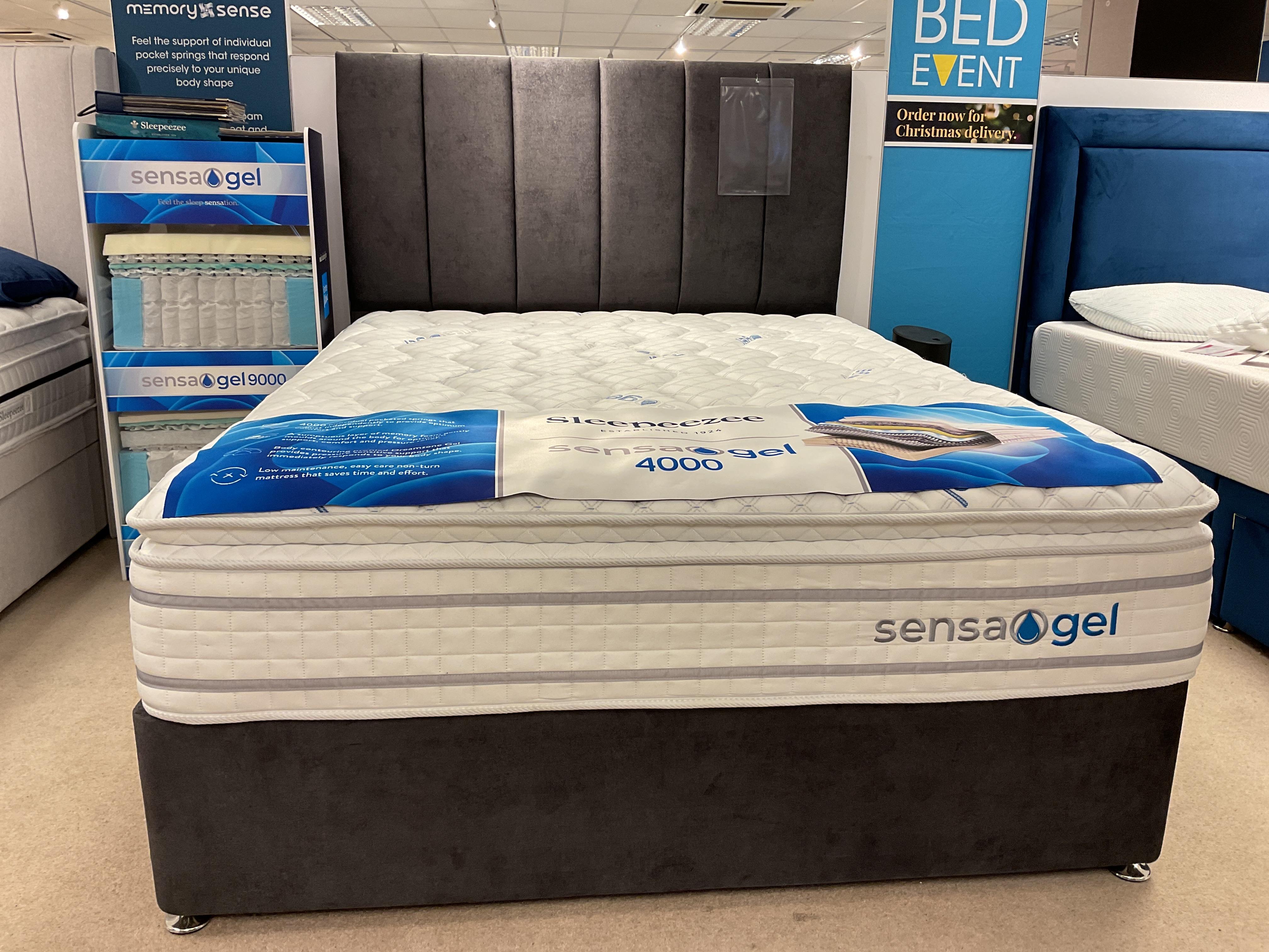 Sensa Gel 4000 5’0 2 Drawer Divan & Spire Headboard in  on Furniture Village