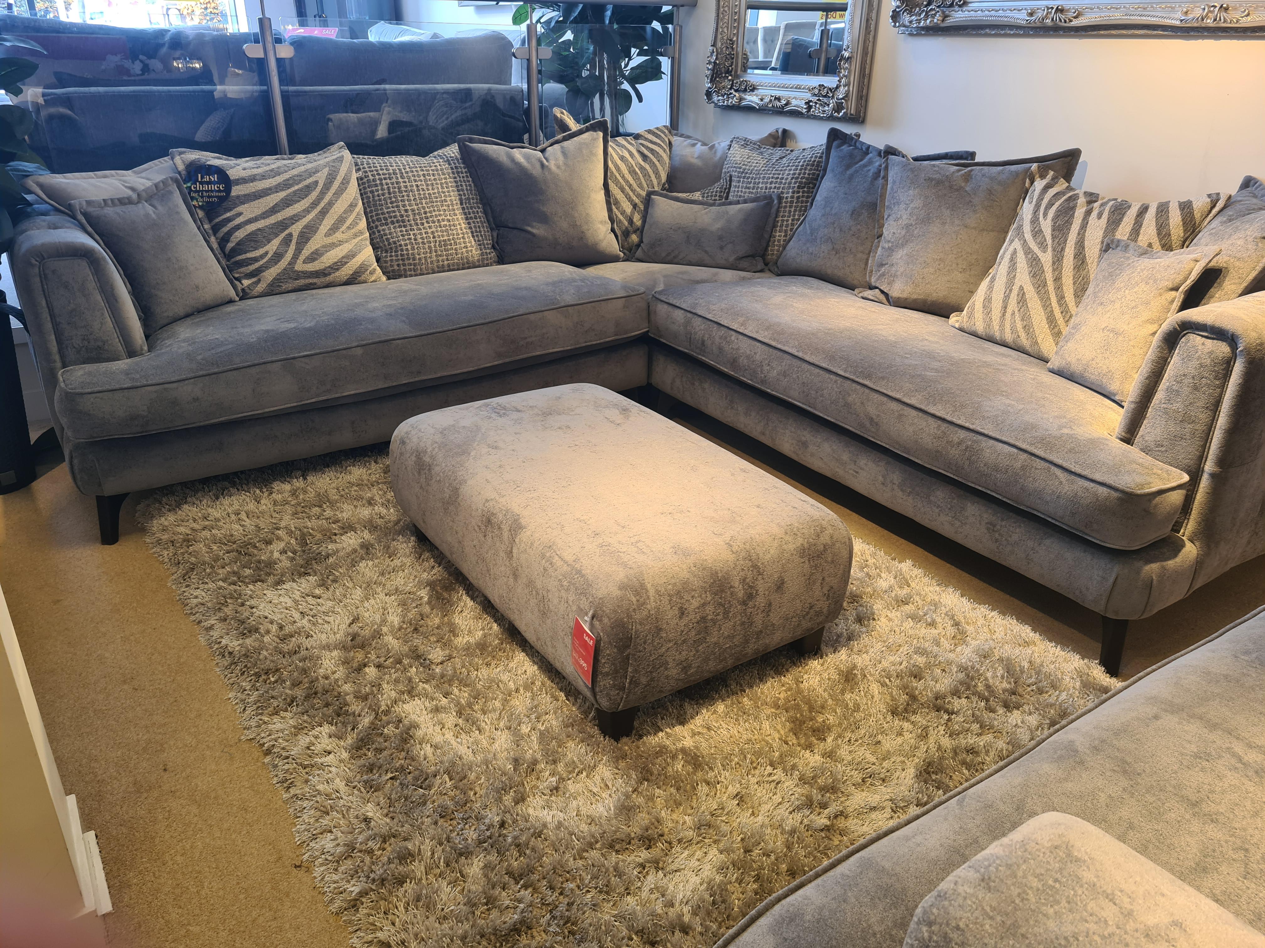 Farah Large Corner Sofa, Snuggler & Large Footstool in  on Furniture Village
