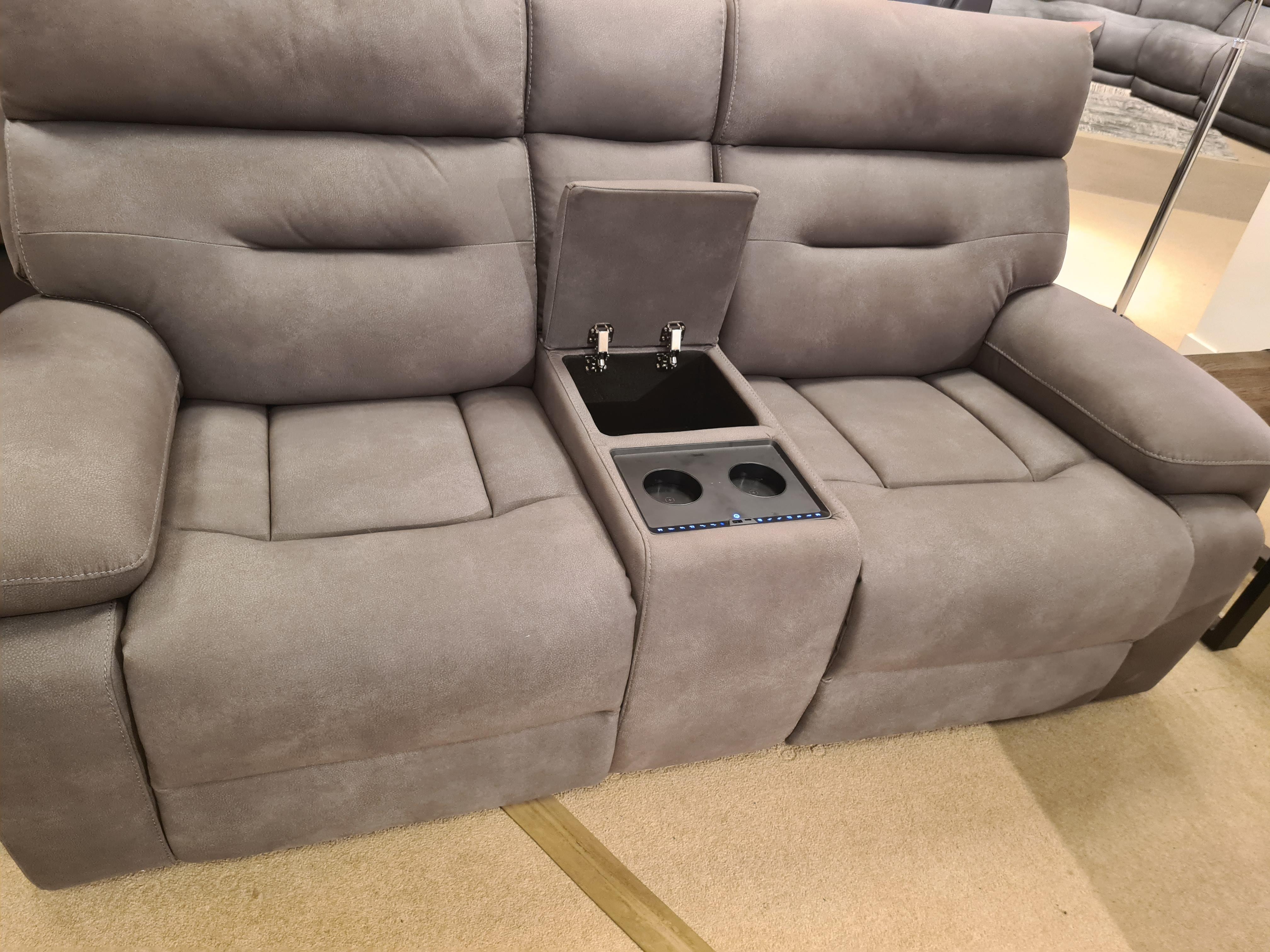 Cinemax Power Media Sofa with Power Headrest, Power Media Chair with Power Headrest and Storage Footstool in  on Furniture Village