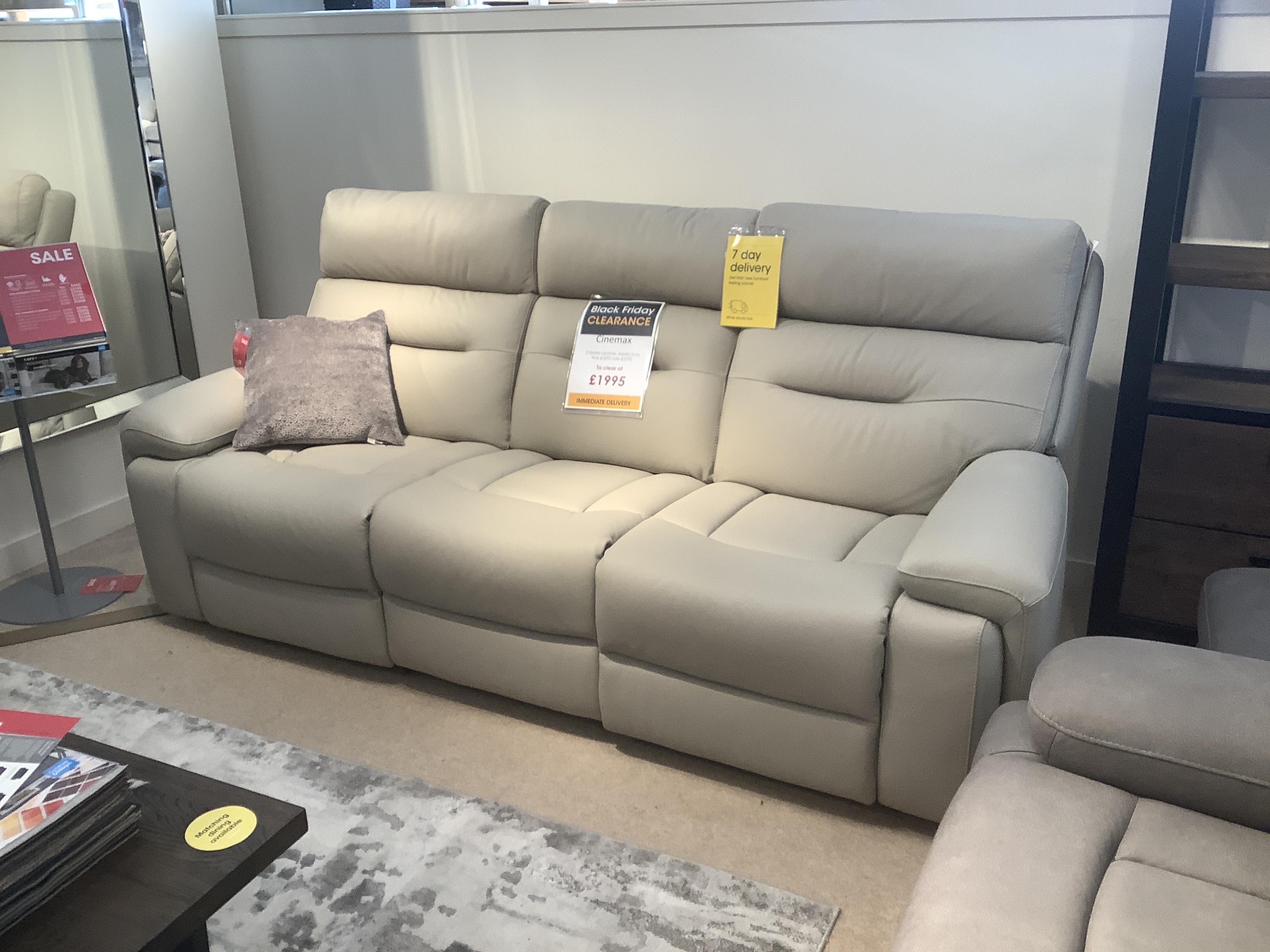 Cinemax 3 Seater Leather Media Sofa in  on Furniture Village