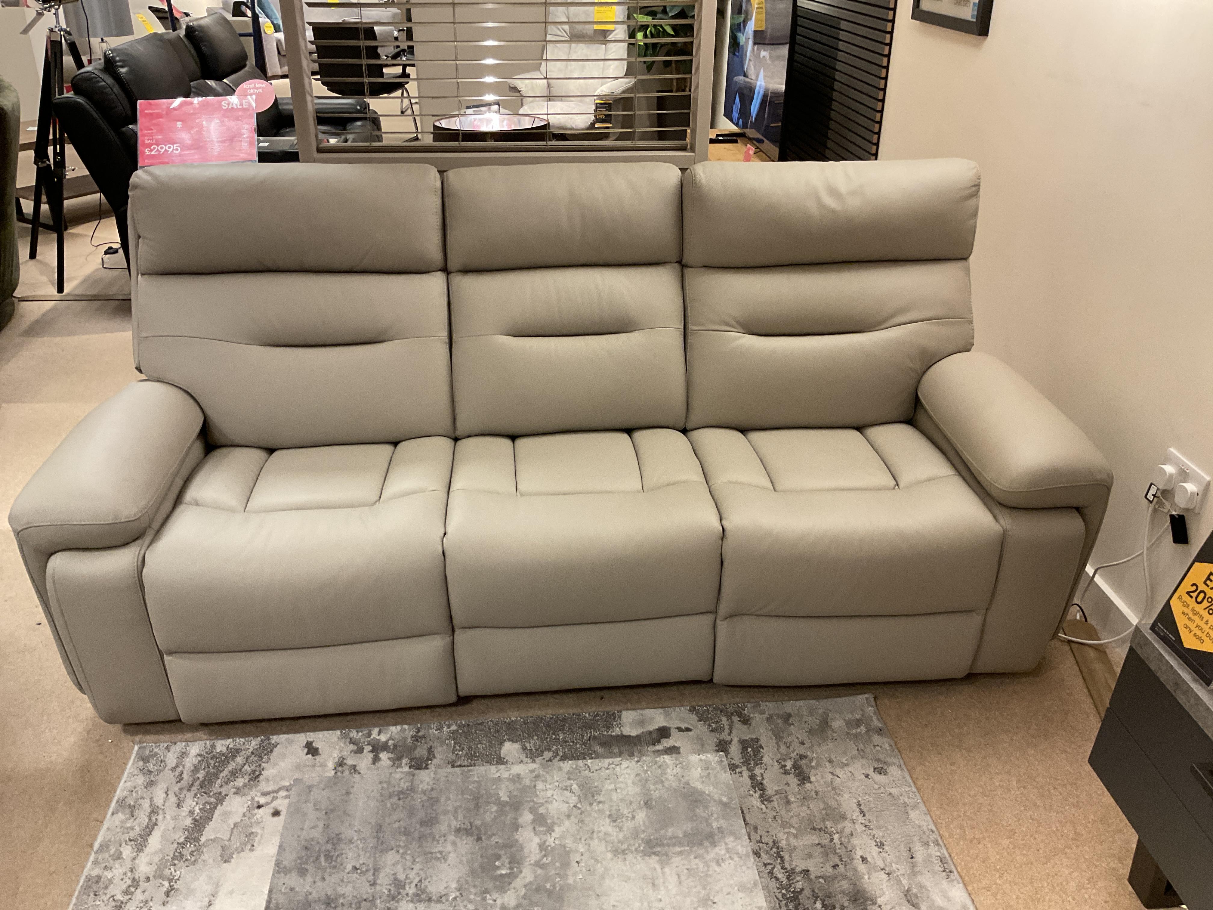 Cinemax 3str Power Recliner and Power Headrest with Media Arms in grey matte leather in  on Furniture Village