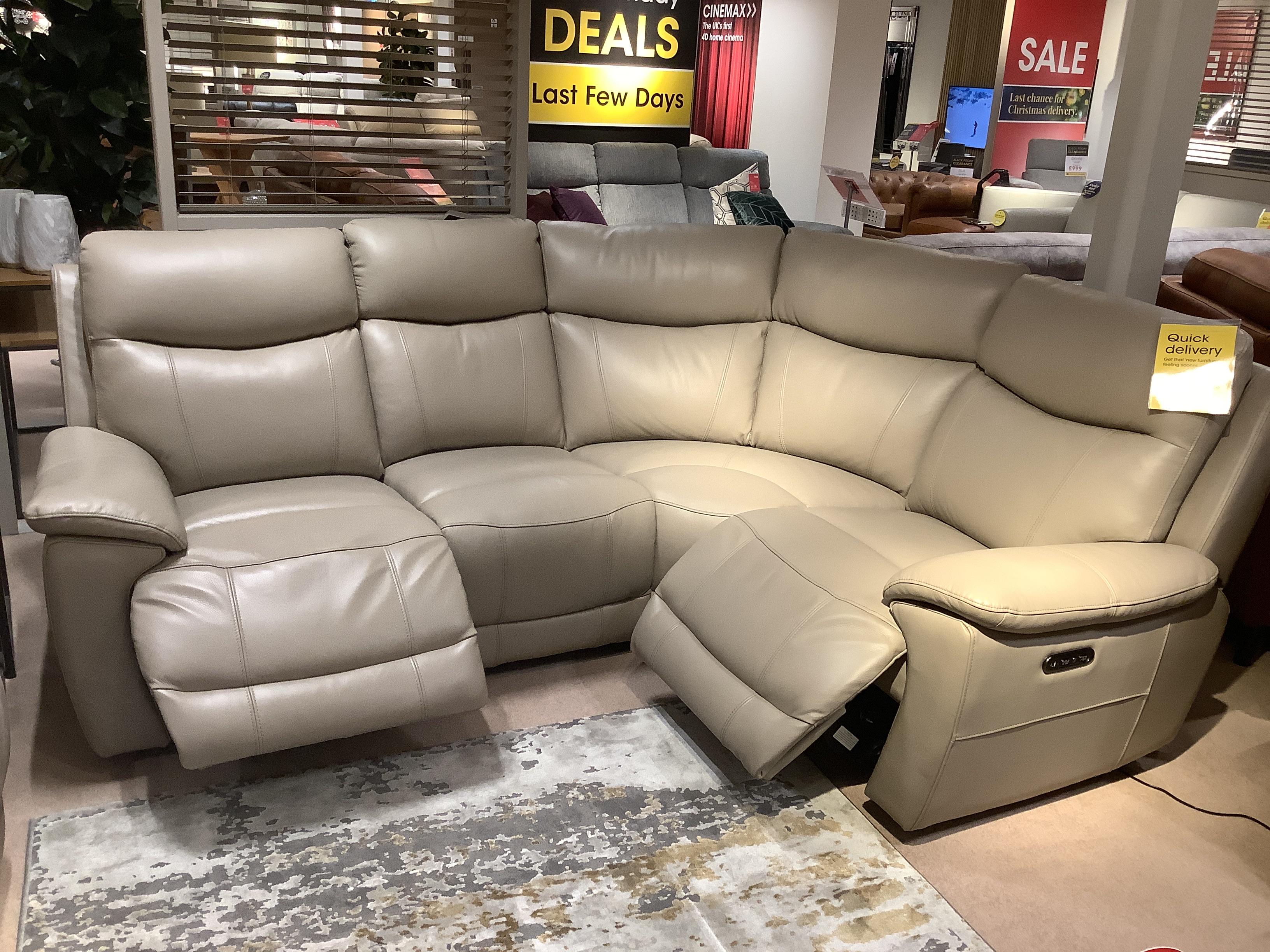 Sloane corner sofa with power recliner and power headrest in  on Furniture Village