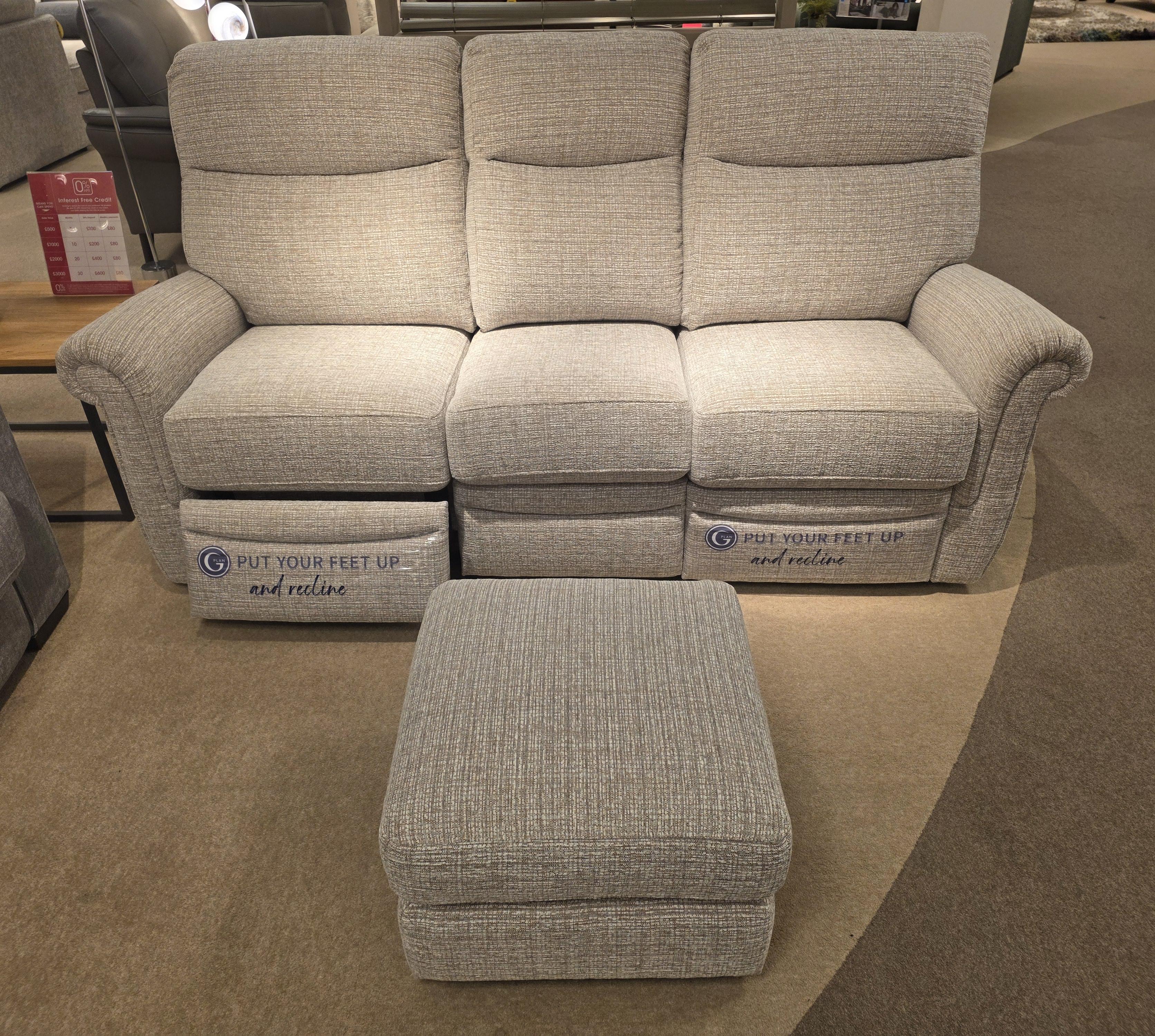 G Plan Avon 3 Seater Recliner Sofa & Footstool in  on Furniture Village