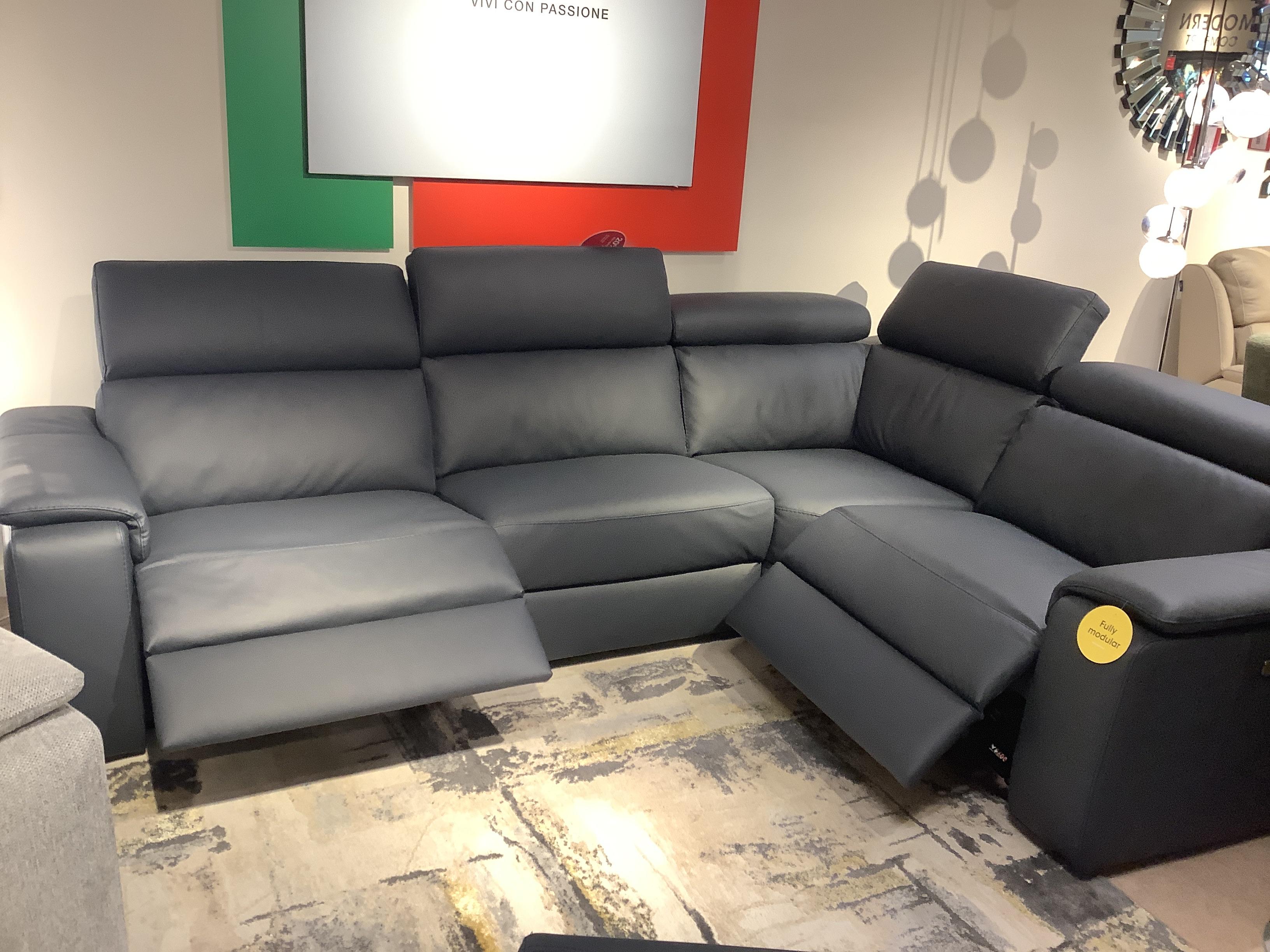 Davide rhf power corner sofa and footstool in  on Furniture Village