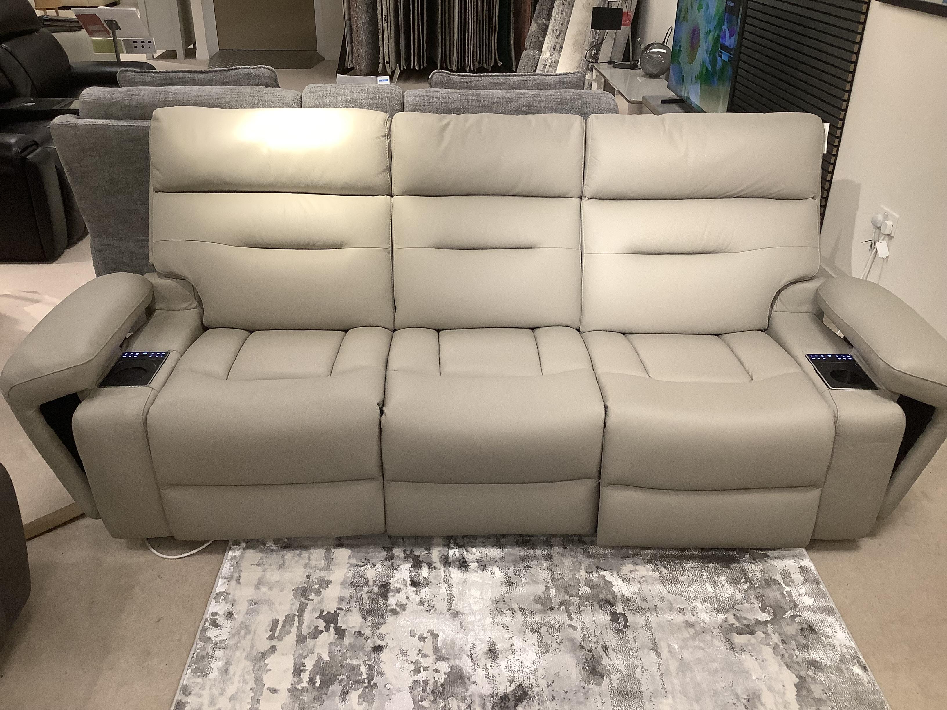 Cinemax 3 Seater Media Sofa , Media Arms , Power Recliners , Power Headrest in  on Furniture Village