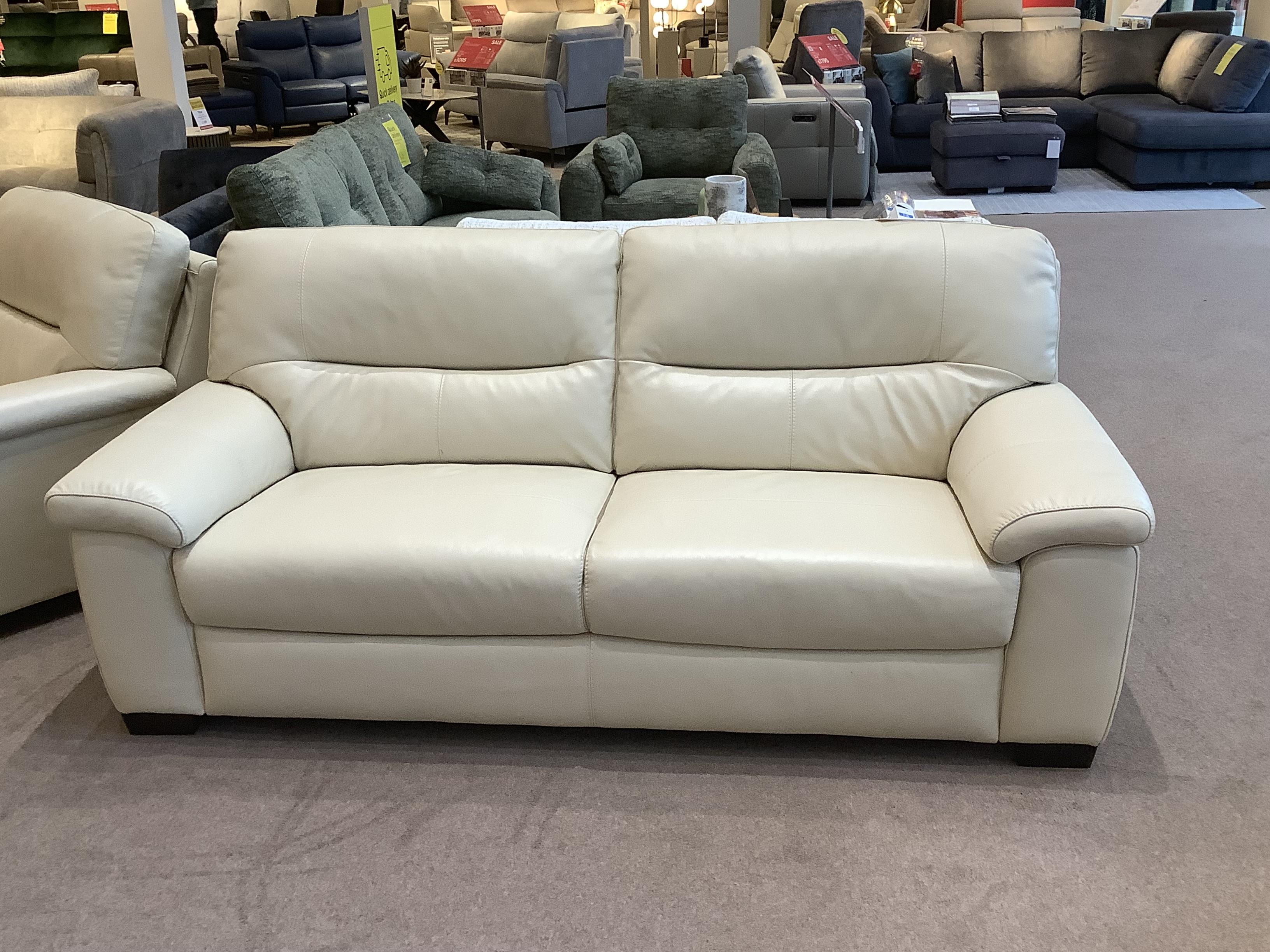 Hetty 3 Seater Leather Sofa , Armchair &/Fabric Storage Stool in  on Furniture Village