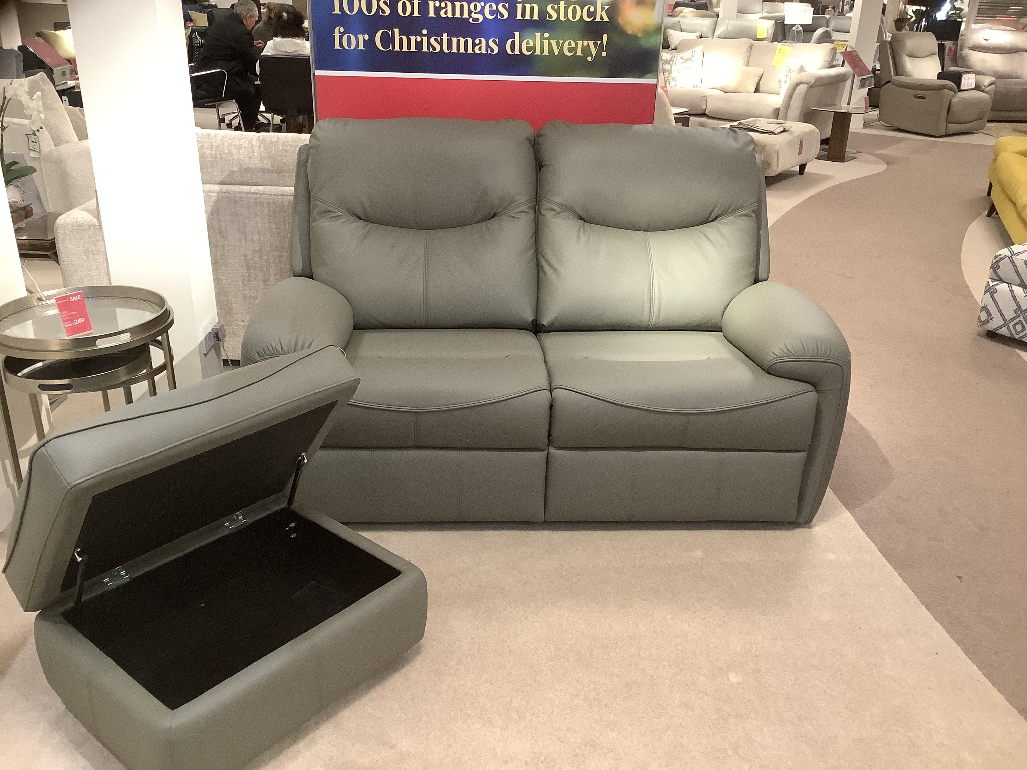 Amesbury 2 Seater Leather Sofa & Storage Stool in  on Furniture Village