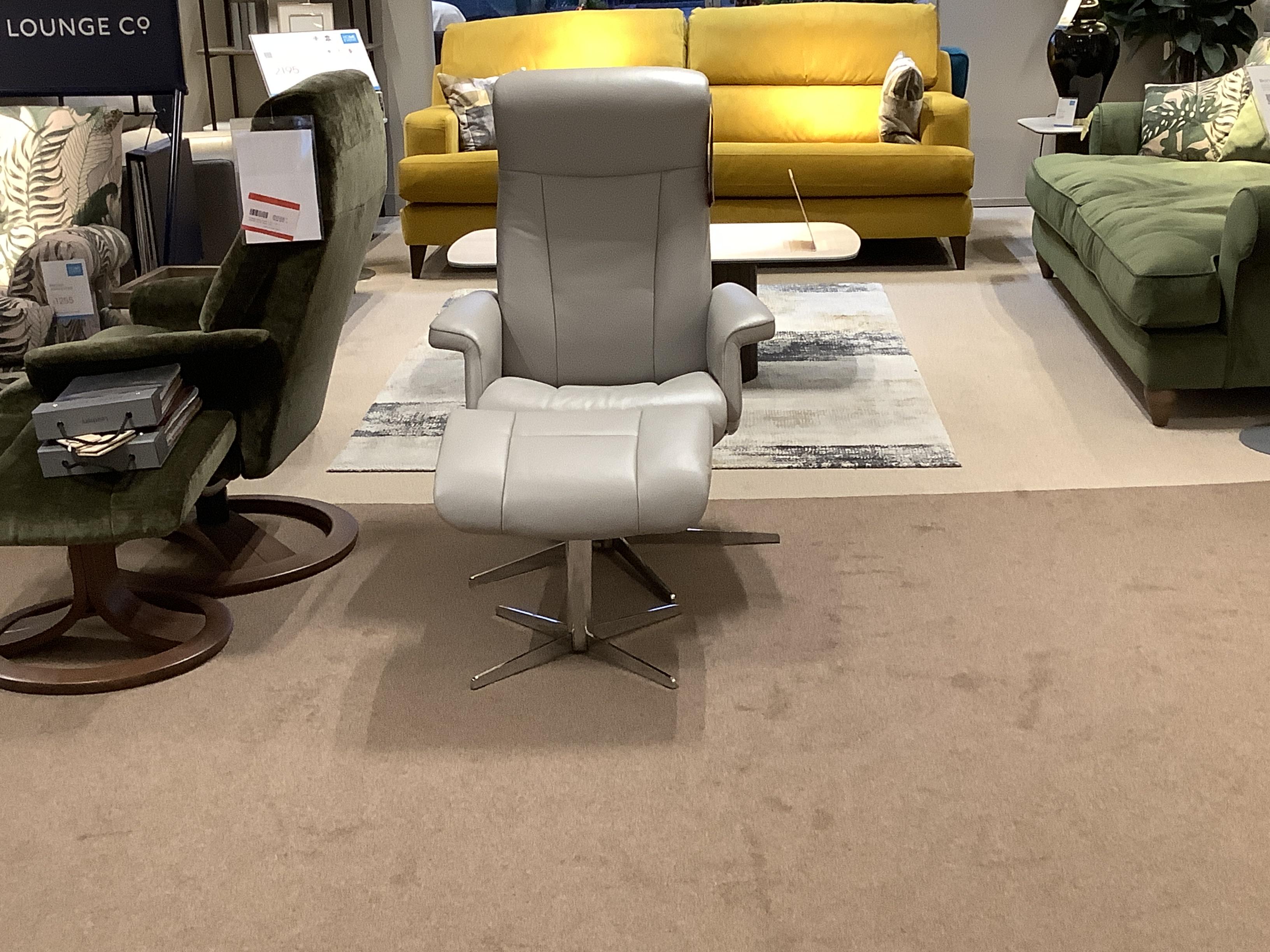 Bergen small manual recliner leather swivel chair and stool in  on Furniture Village