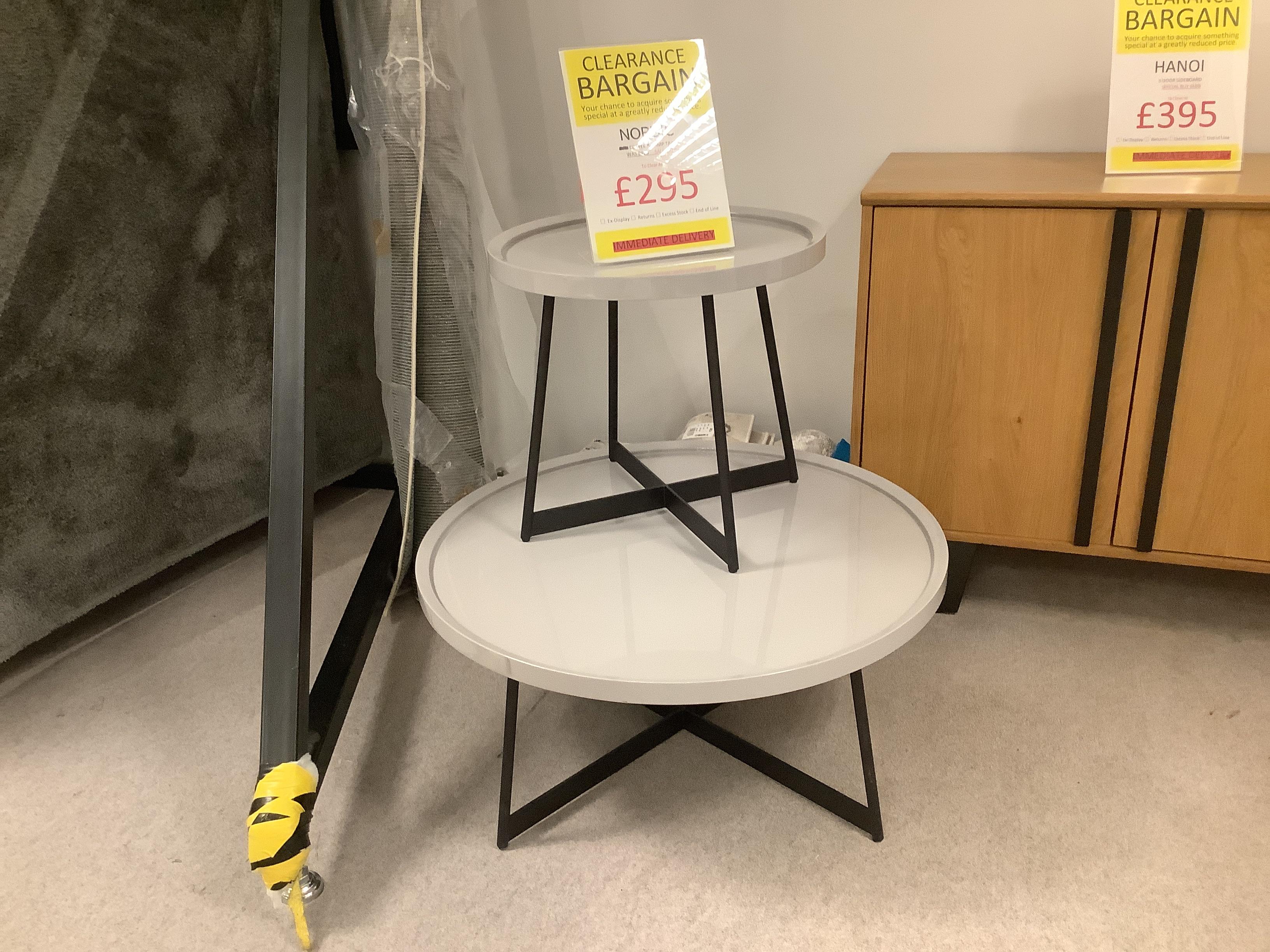 Nordic High Gloss Coffee And Lamp Table in  on Furniture Village