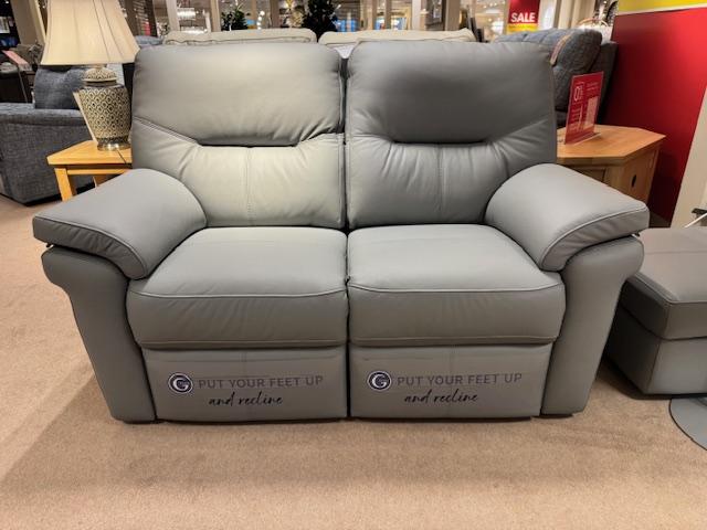 Seattle 2 Seater Power Recliner Sofa and Storage Stool in  on Furniture Village