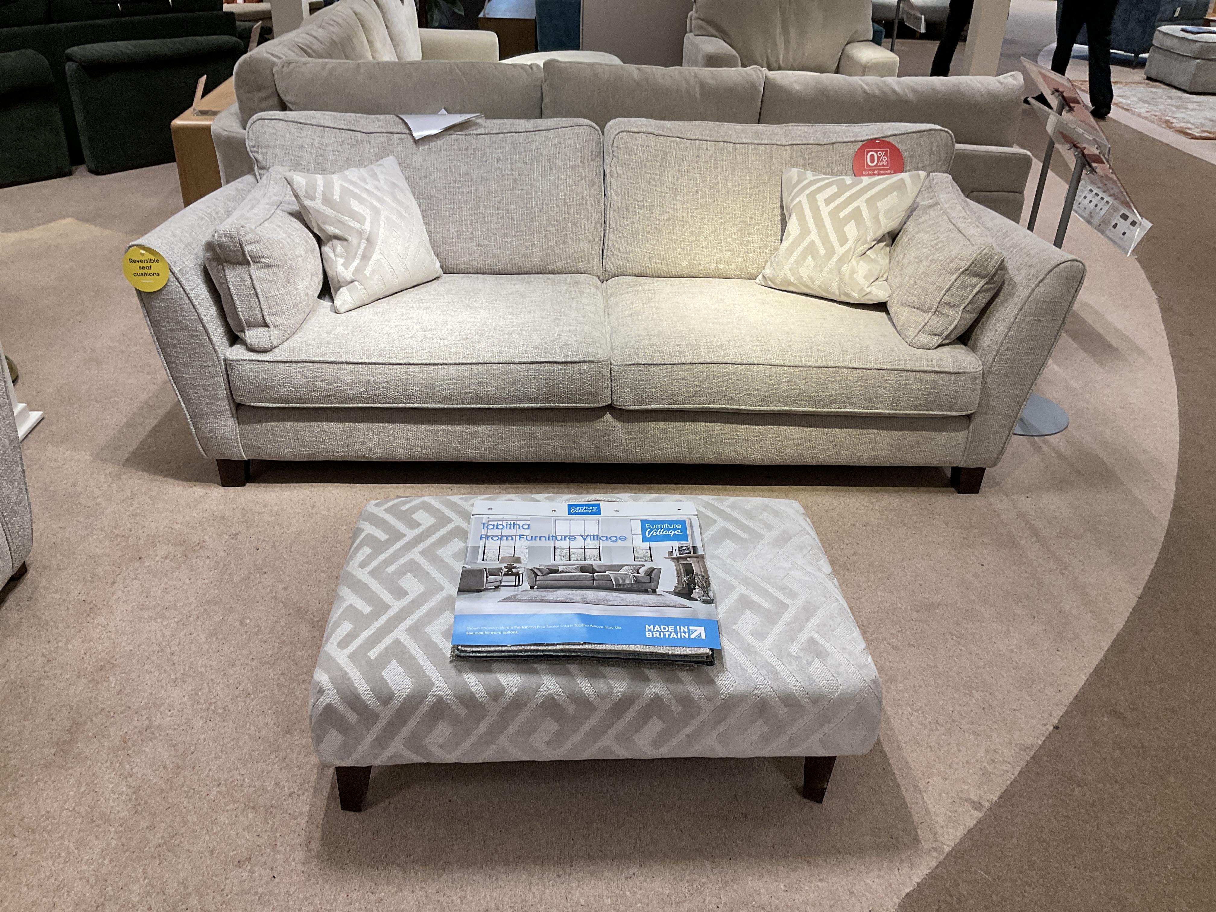 TABITHA 4 SEATER , FOOTSTOOL AND SNUGGLER SOFABED IN FABRIC in  on Furniture Village