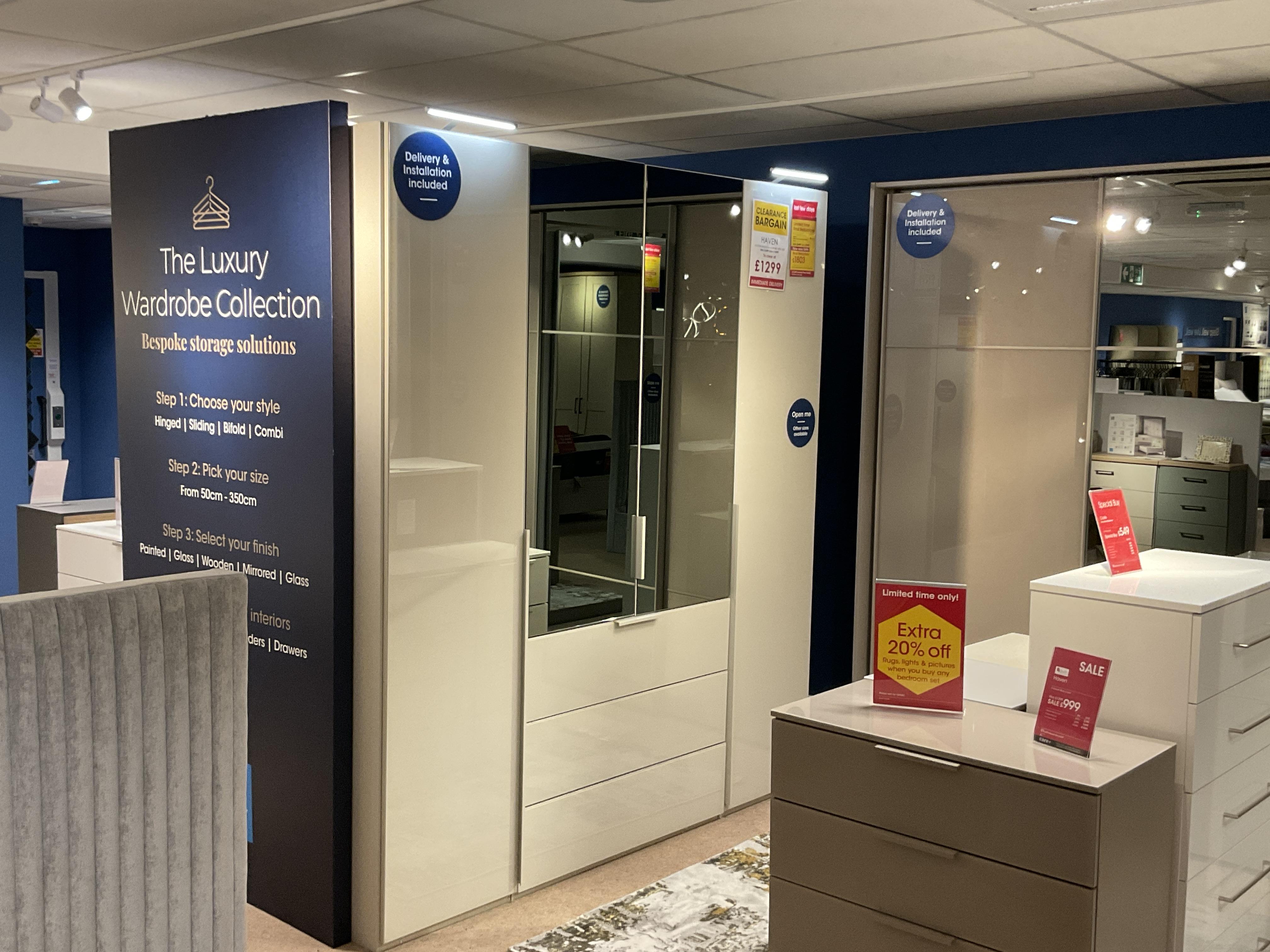 HAVEN 4 DOOR HINGED WARDROBE WITH LED in  on Furniture Village