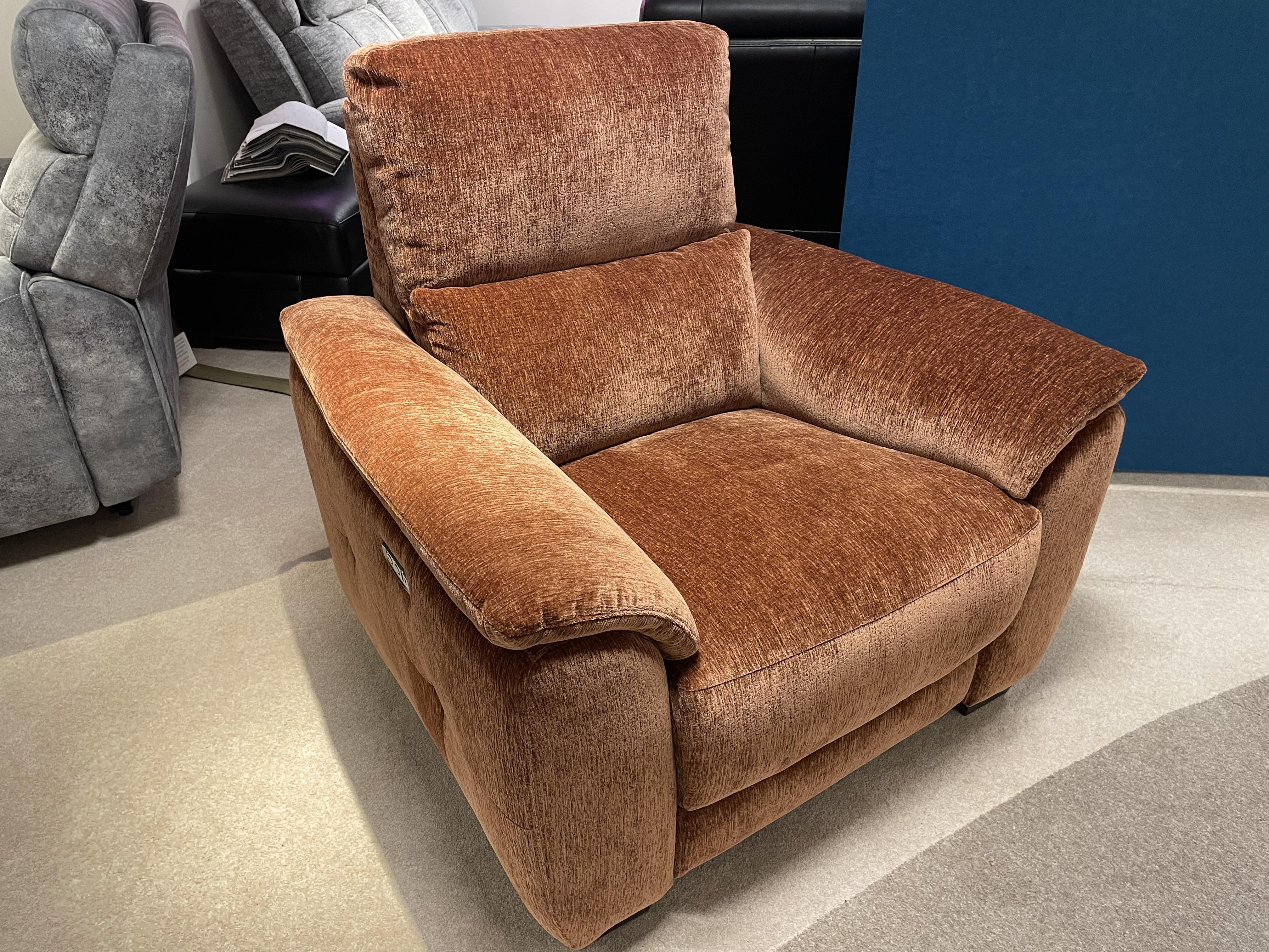 Safffron power recliner chair in  on Furniture Village