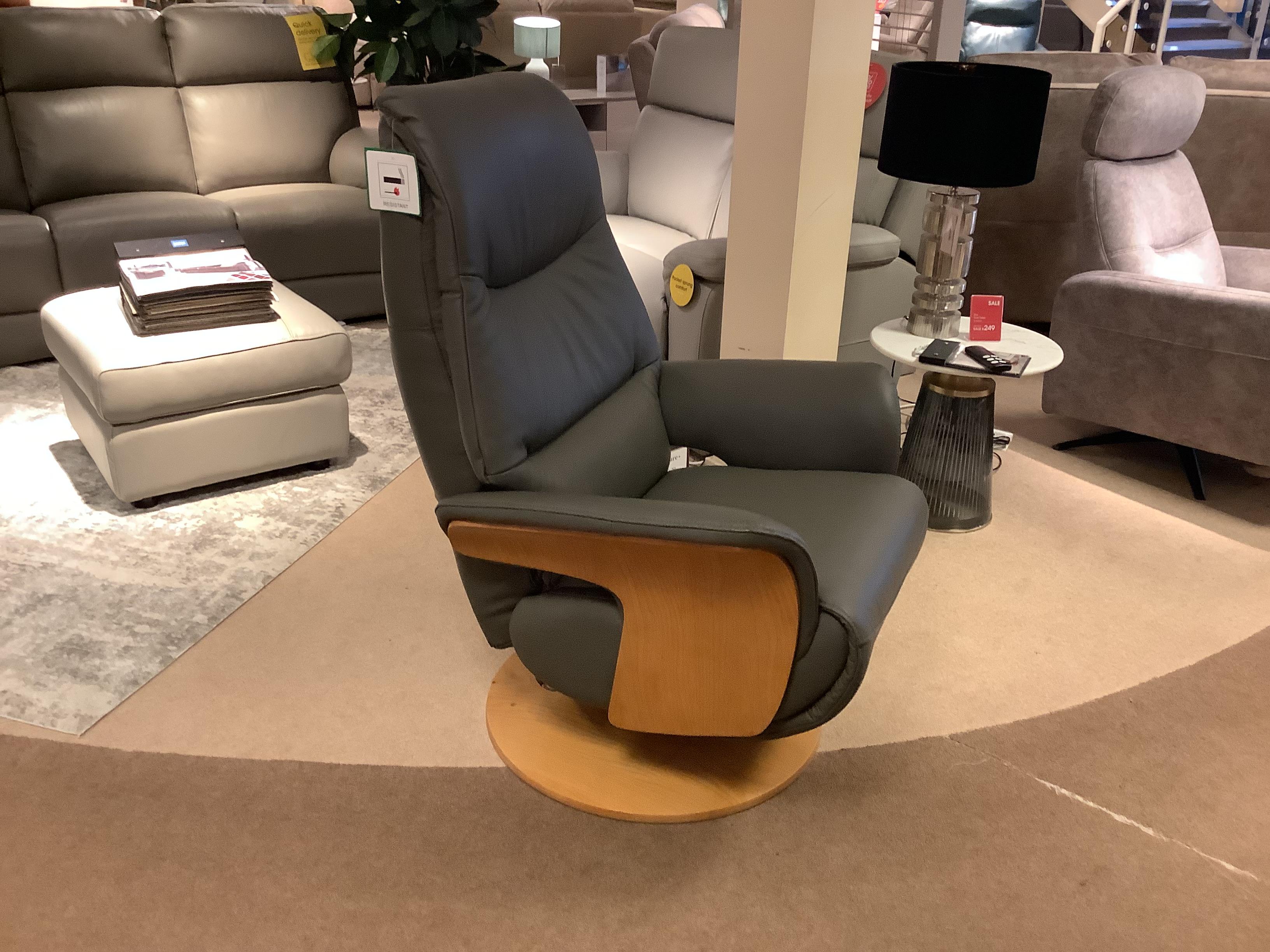 Olaf Leather Power Swivel Recliner Chair in  on Furniture Village
