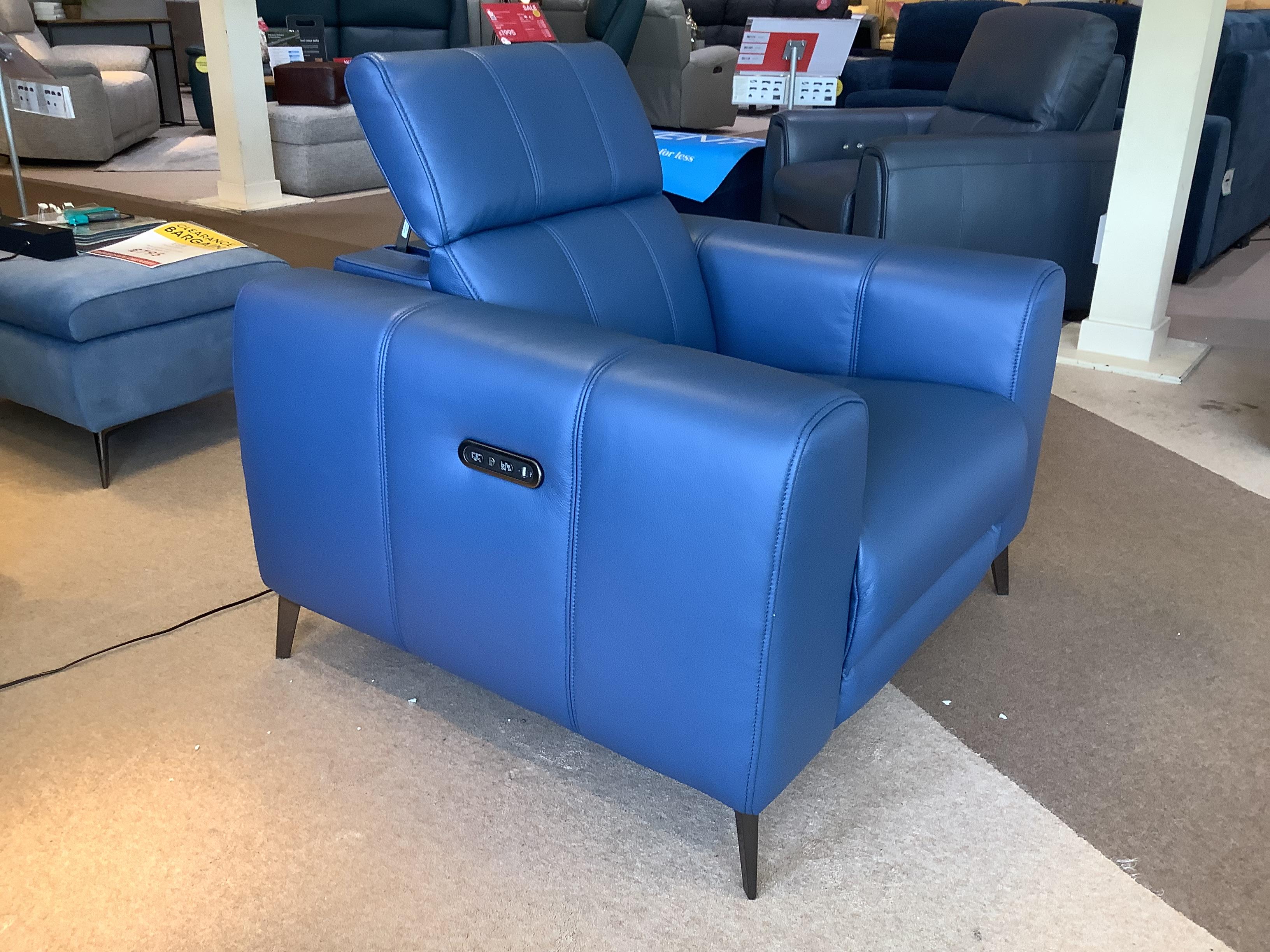 Ezra Leather Power Recliner Chair in  on Furniture Village